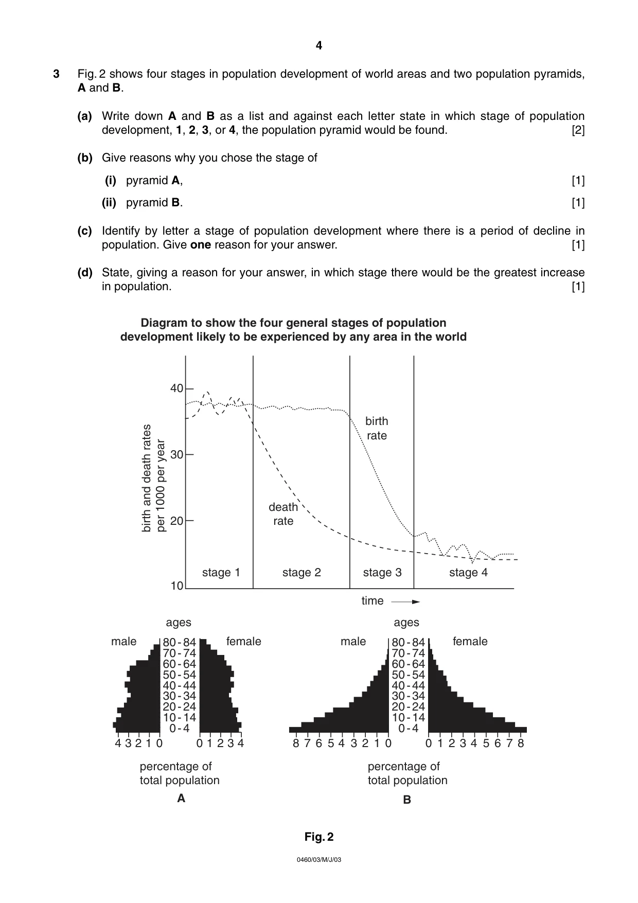 Cambridge IGCSE Geography 0460 2003 May/June Paper 3 · Variant 1 question paper, page 4 of 12