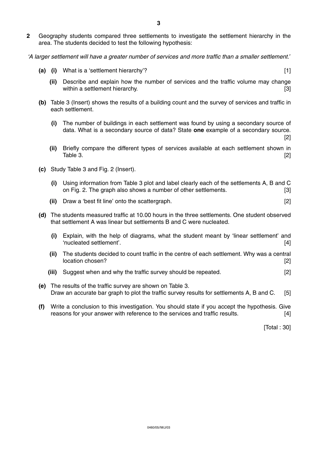 Cambridge IGCSE Geography 0460 2003 May/June Paper 5 · Variant 1 question paper, page 3 of 4