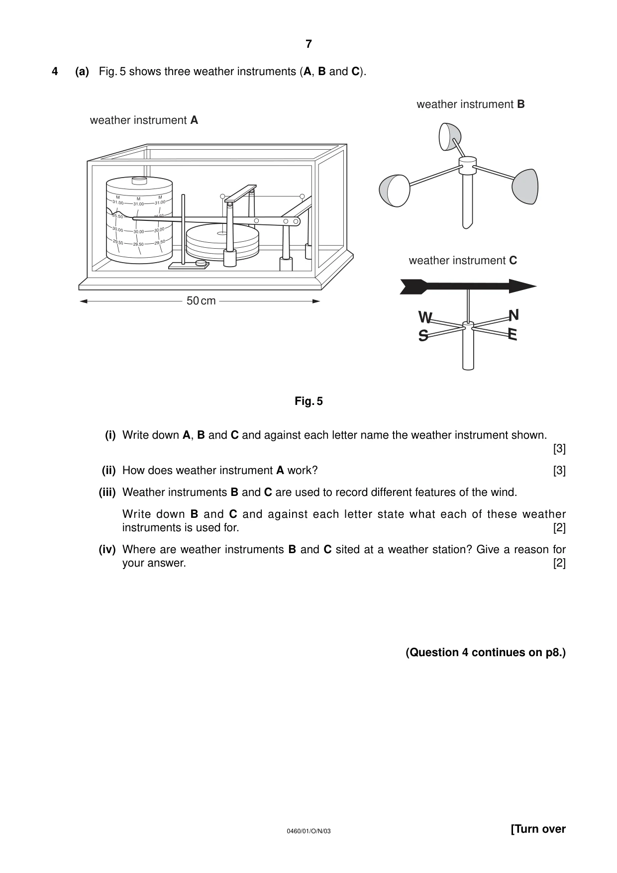 Cambridge IGCSE Geography 0460 2003 Oct/Nov Paper 1 · Variant 1 question paper, page 7 of 12