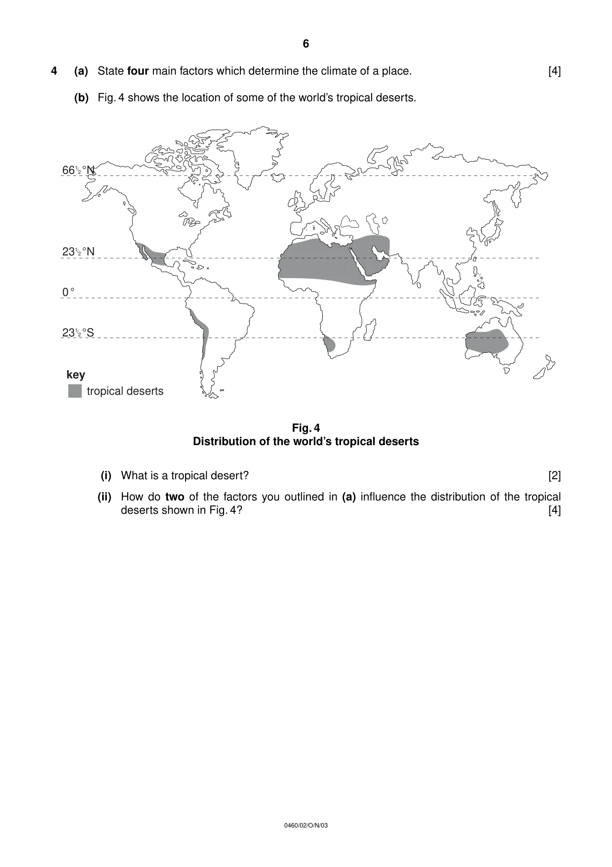 Cambridge IGCSE Geography 0460 2003 Oct/Nov Paper 2 · Variant 1 question paper, page 6 of 12