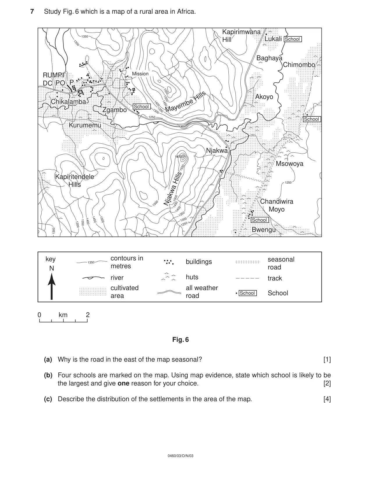 Cambridge IGCSE Geography 0460 2003 Oct/Nov Paper 3 · Variant 1 question paper, page 7 of 8