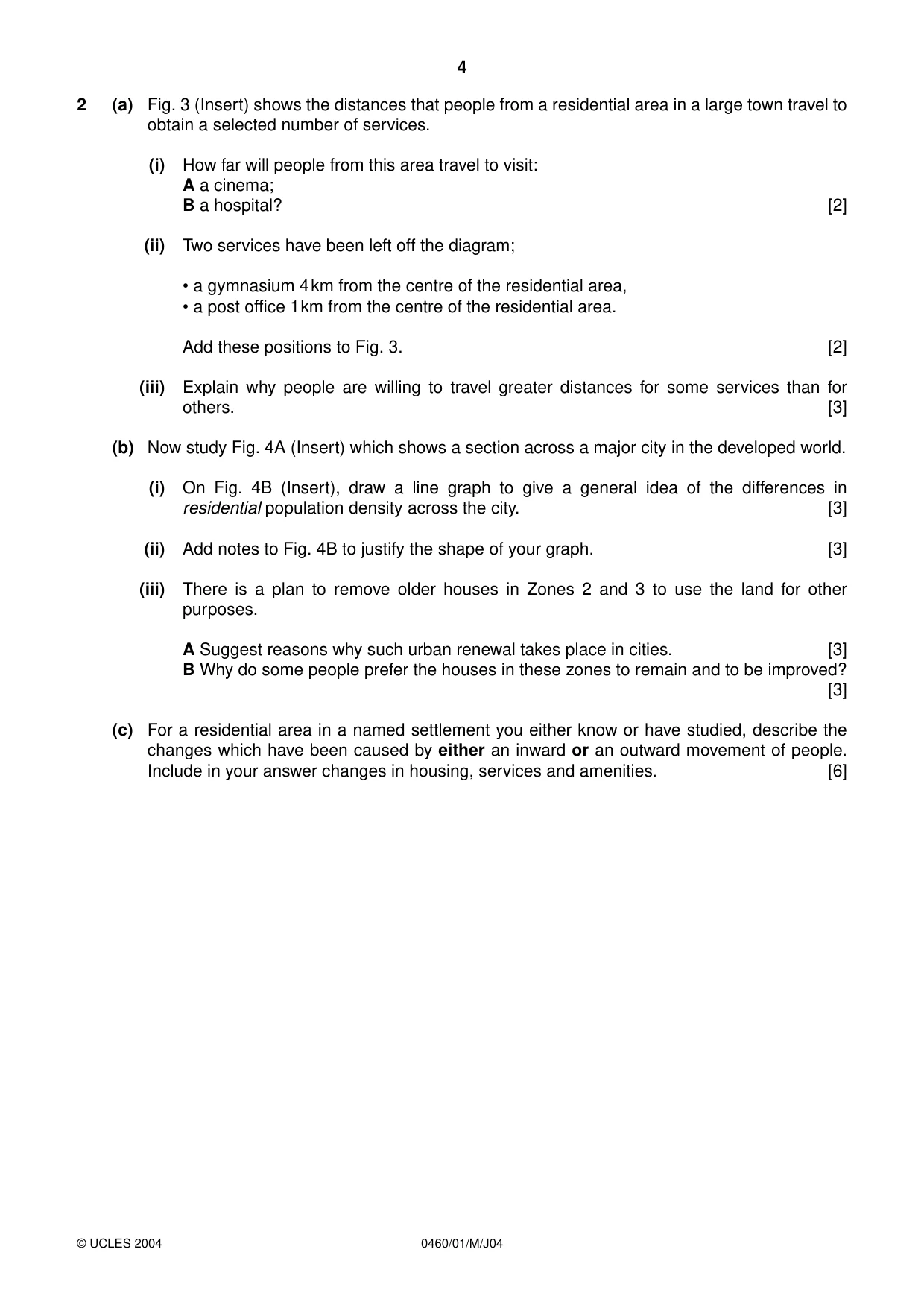 Cambridge IGCSE Geography 0460 2004 May/June Paper 1 · Variant 1 question paper, page 4 of 12