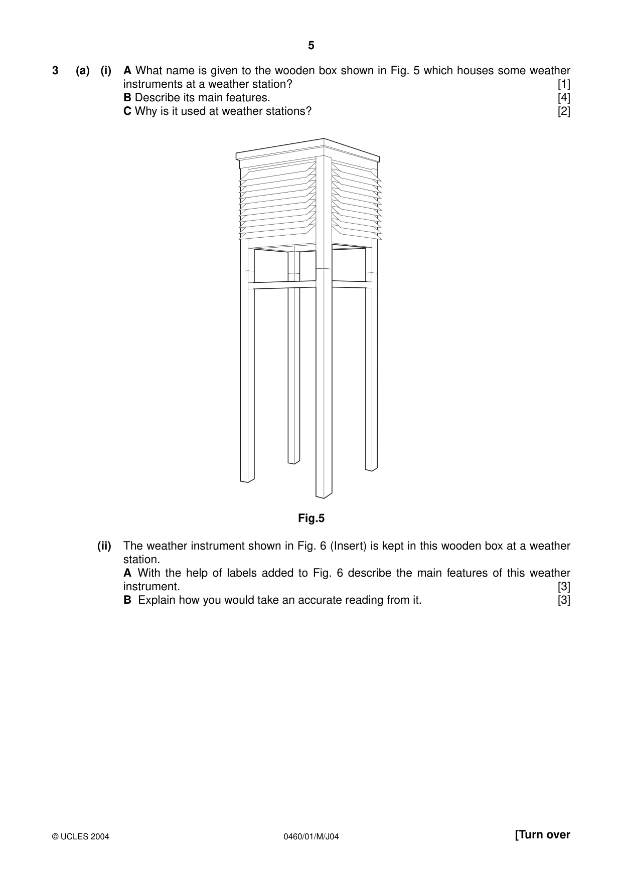Cambridge IGCSE Geography 0460 2004 May/June Paper 1 · Variant 1 question paper, page 5 of 12