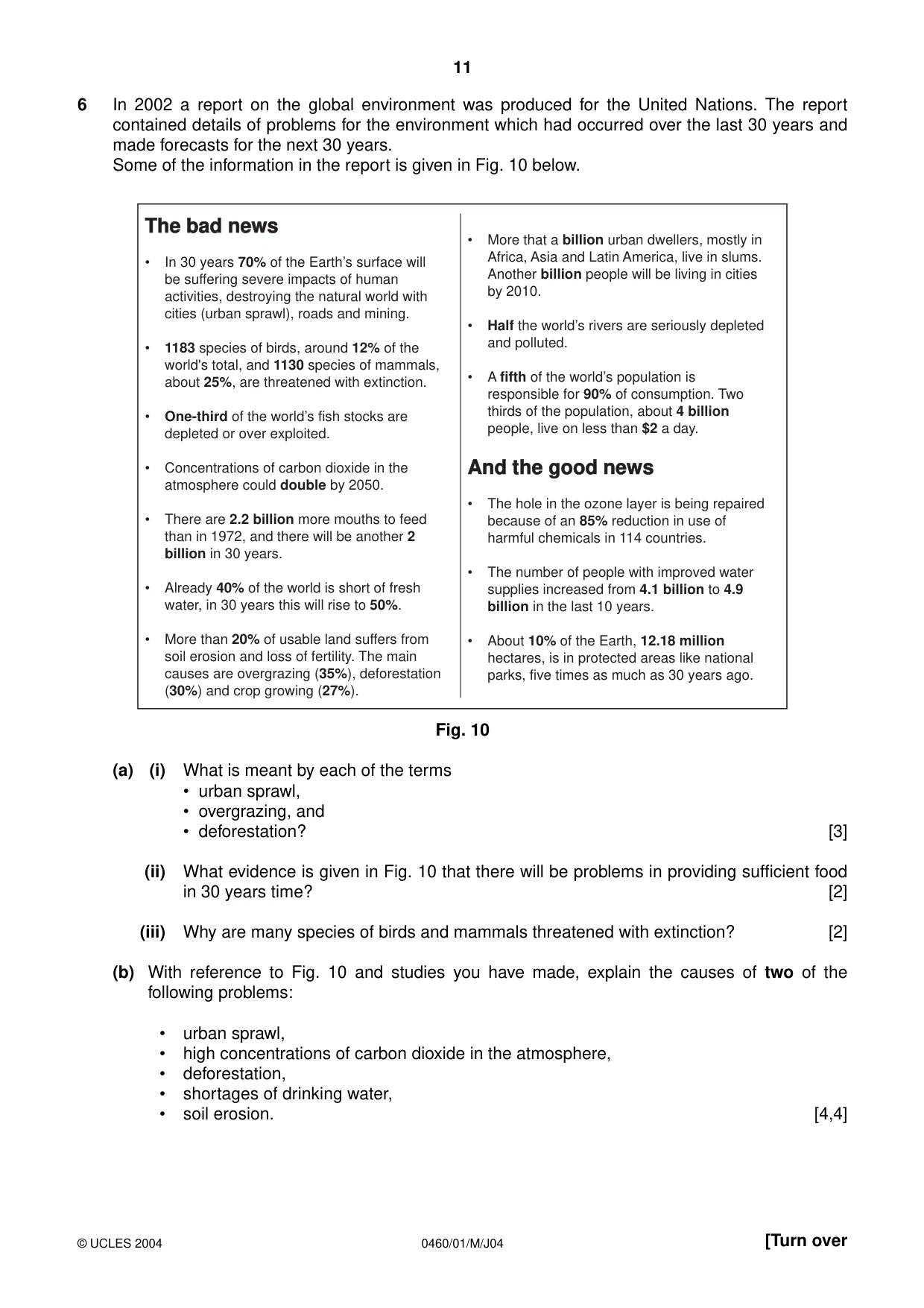Cambridge IGCSE Geography 0460 2004 May/June Paper 1 · Variant 1 question paper, page 11 of 12