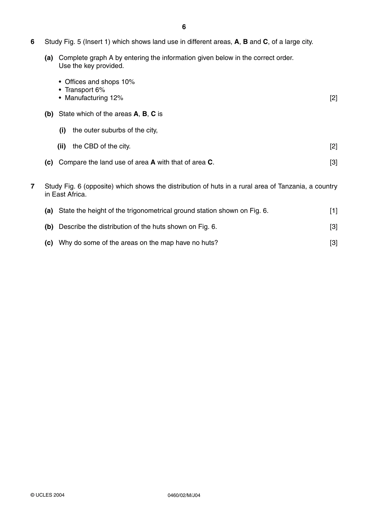 Cambridge IGCSE Geography 0460 2004 May/June Paper 2 · Variant 1 question paper, page 6 of 8