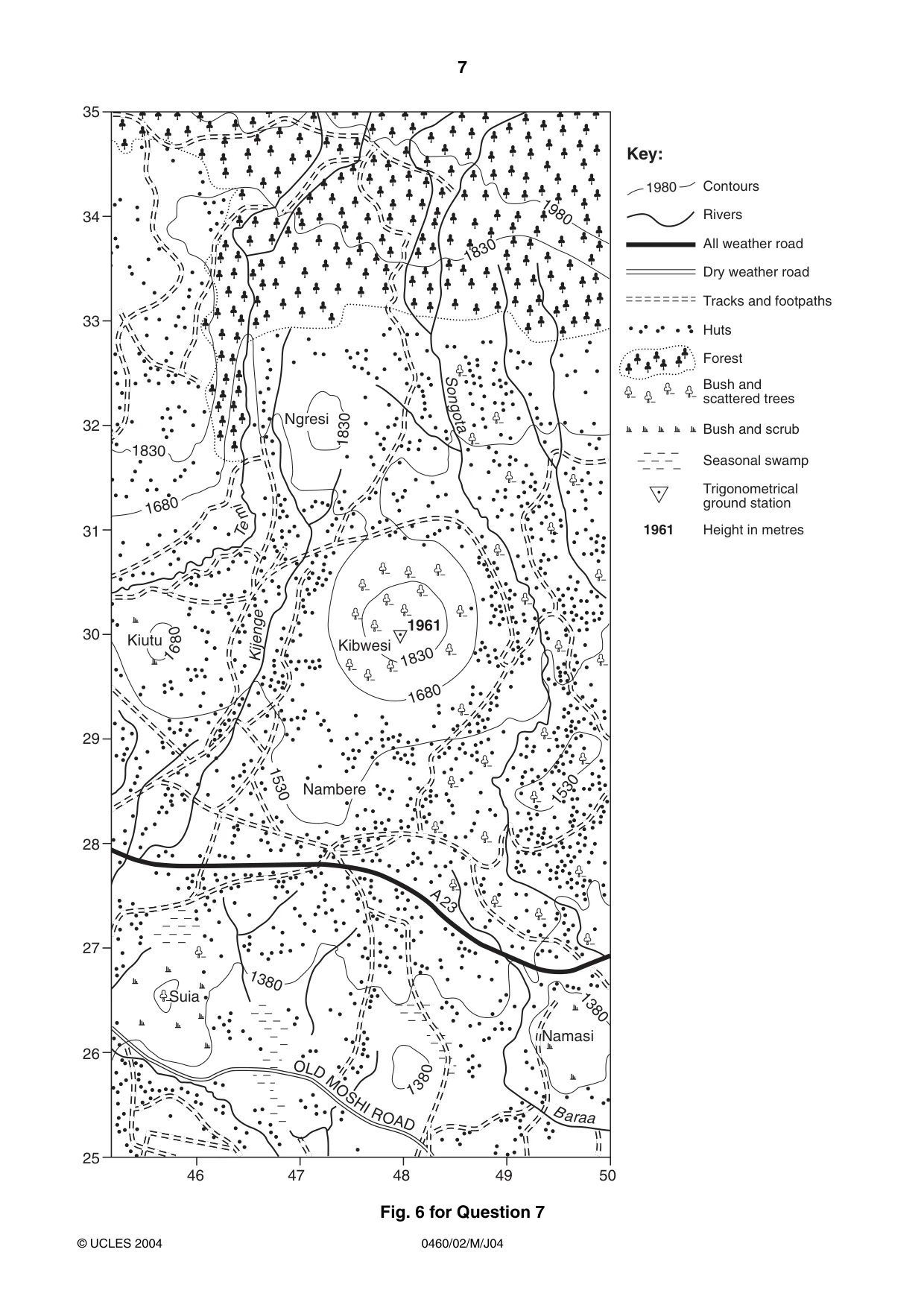 Cambridge IGCSE Geography 0460 2004 May/June Paper 2 · Variant 1 question paper, page 7 of 8