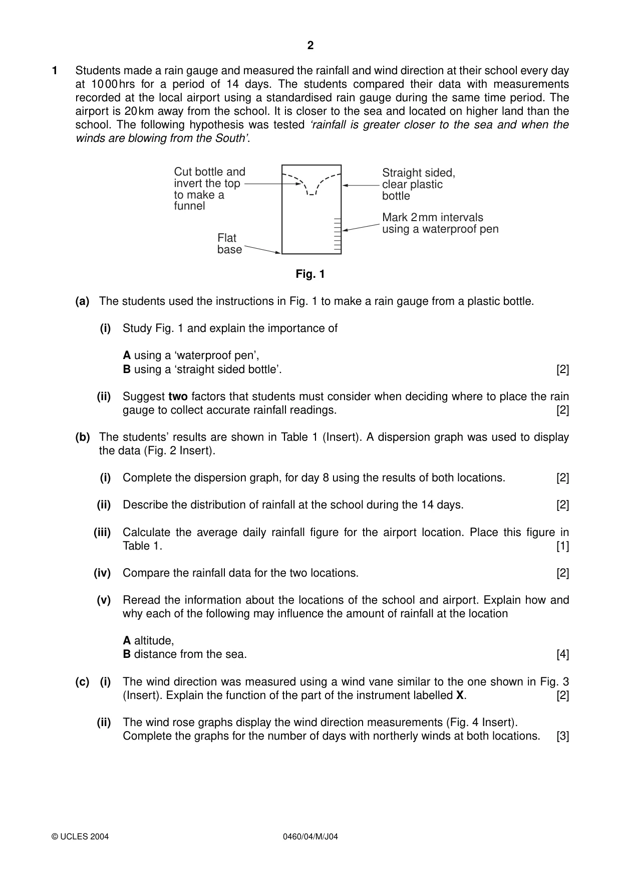 Cambridge IGCSE Geography 0460 2004 May/June Paper 4 · Variant 1 question paper, page 2 of 4