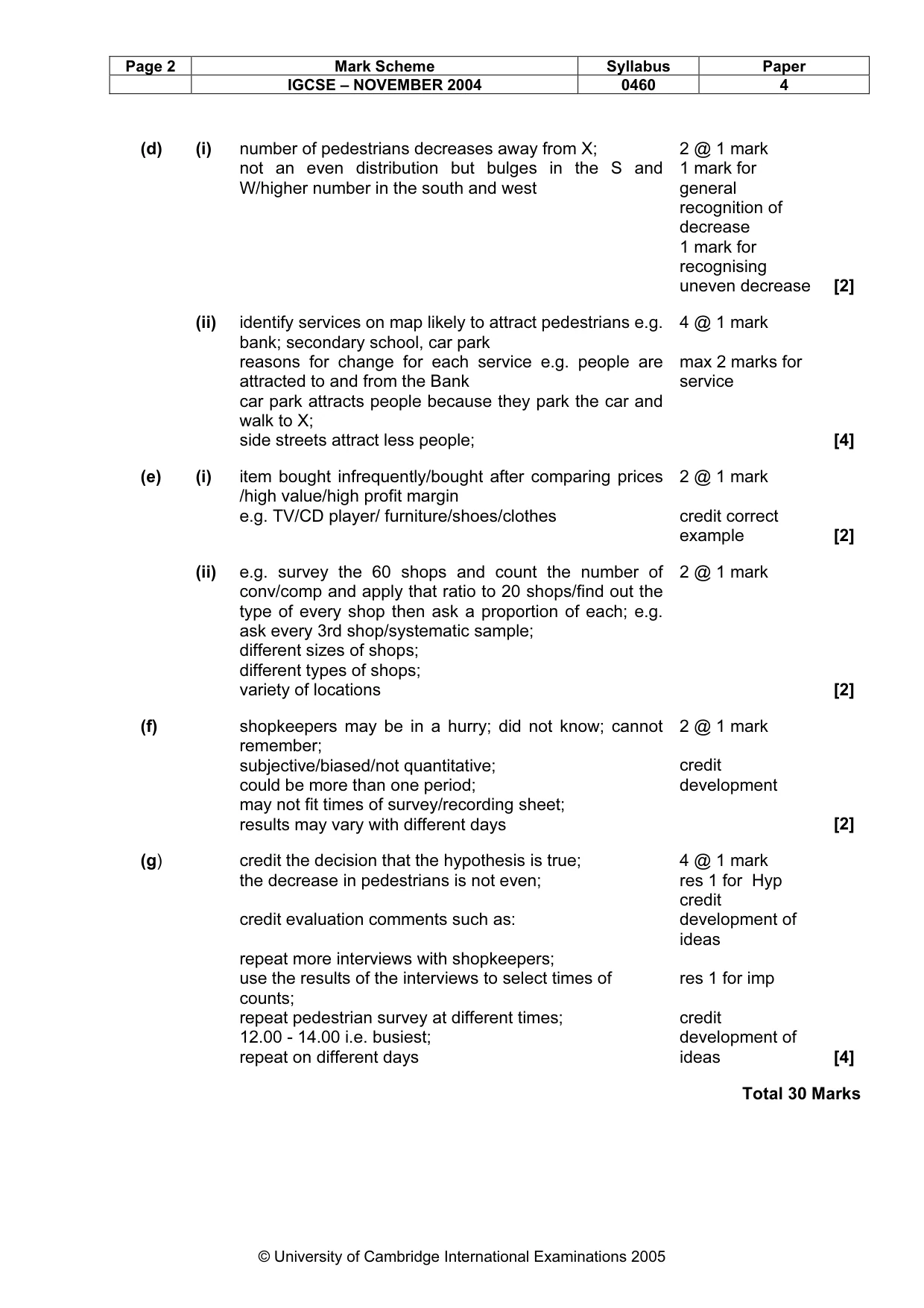 Mark scheme, page 5 of 7