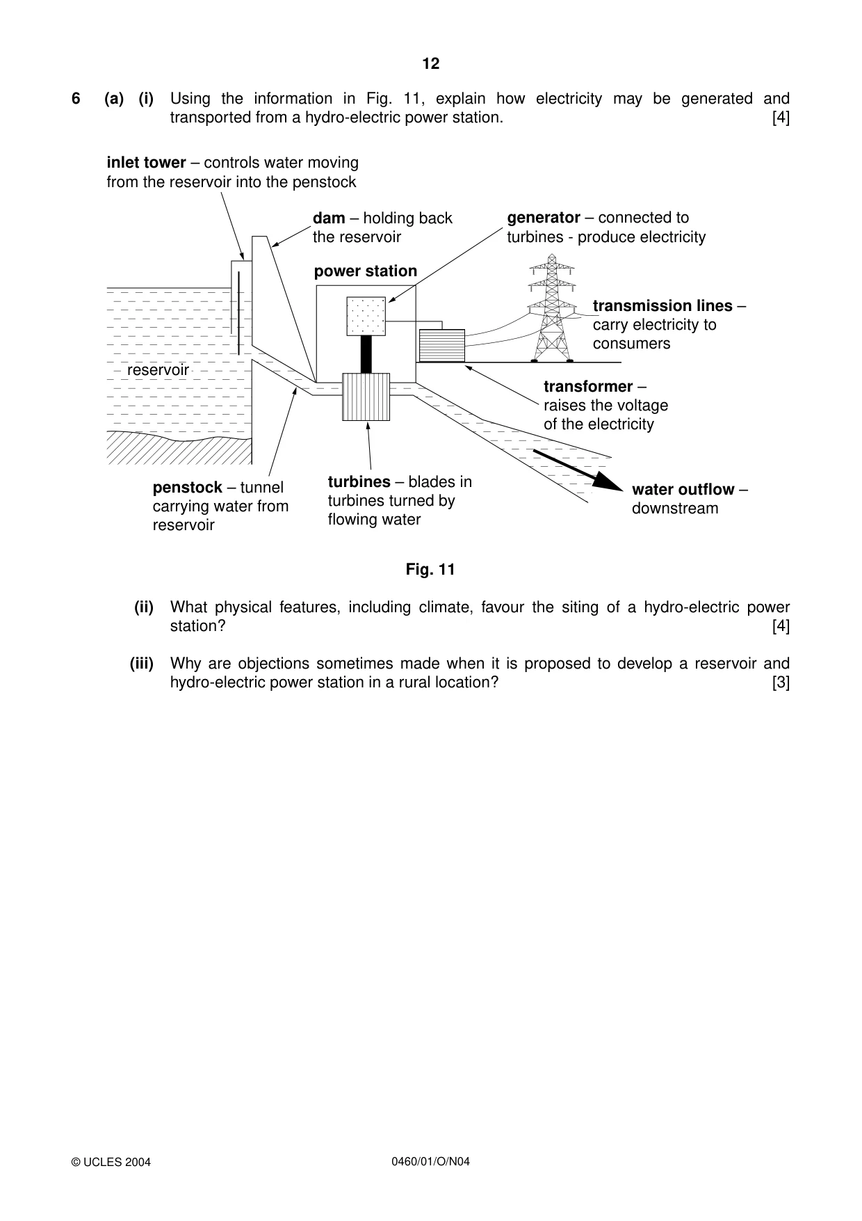 Cambridge IGCSE Geography 0460 2004 Oct/Nov Paper 1 · Variant 1 question paper, page 12 of 16