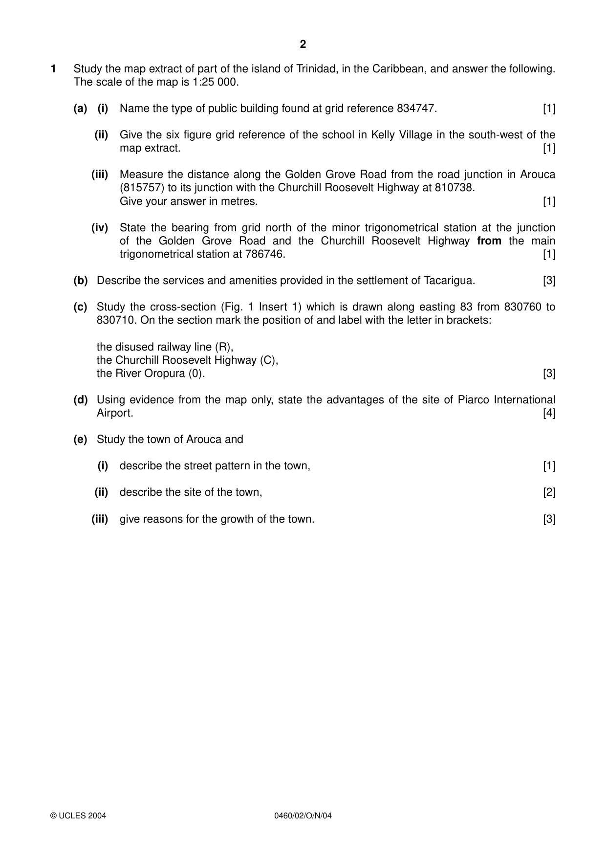 Cambridge IGCSE Geography 0460 2004 Oct/Nov Paper 2 · Variant 1 question paper, page 2 of 8