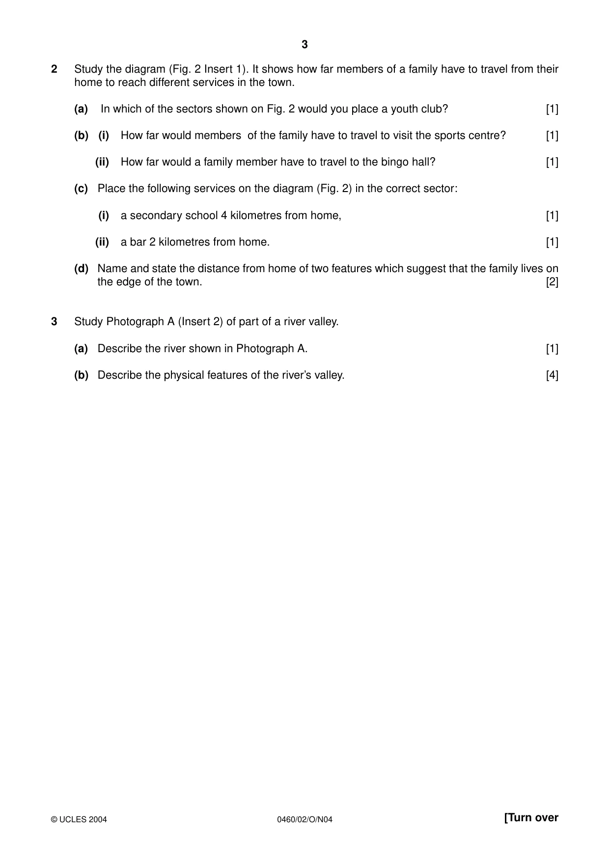 Cambridge IGCSE Geography 0460 2004 Oct/Nov Paper 2 · Variant 1 question paper, page 3 of 8