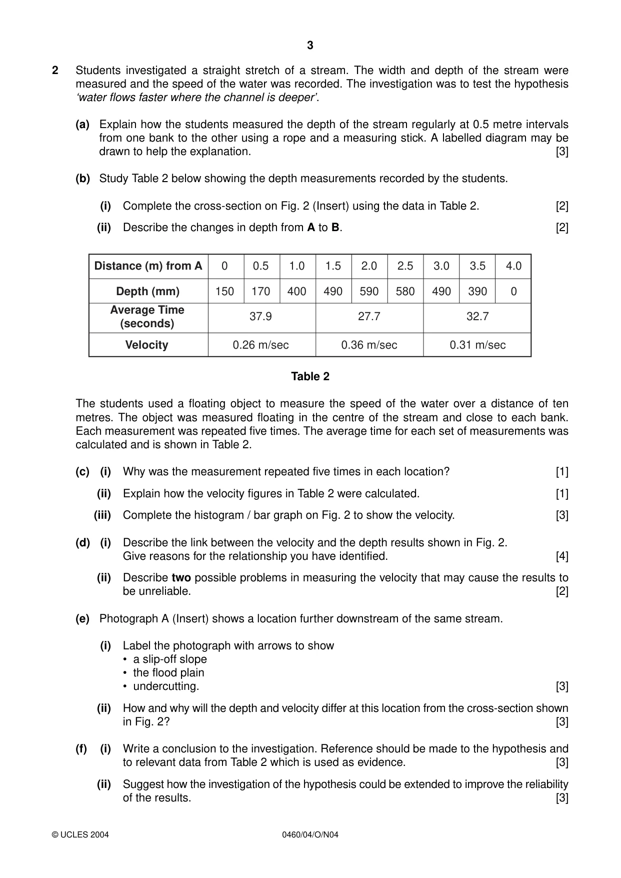 Cambridge IGCSE Geography 0460 2004 Oct/Nov Paper 4 · Variant 1 question paper, page 3 of 4
