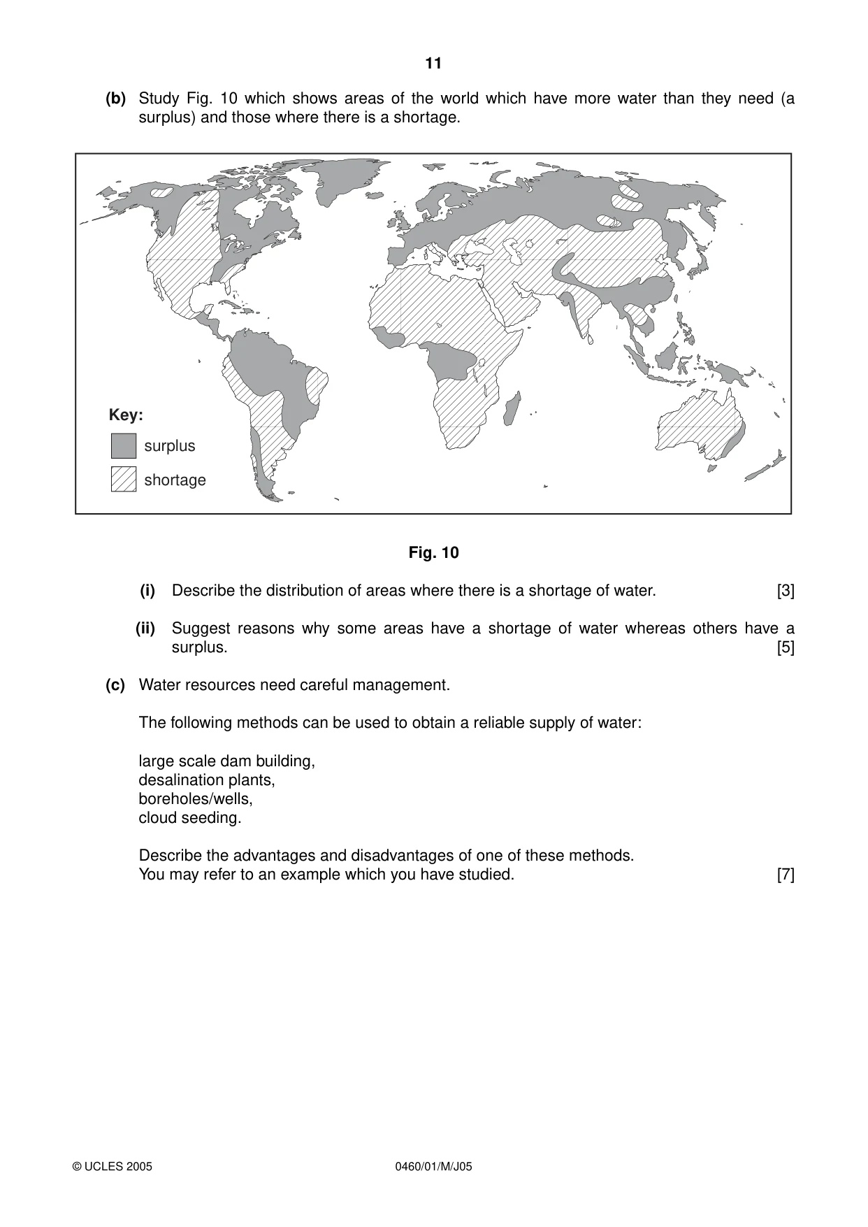 Cambridge IGCSE Geography 0460 2005 May/June Paper 1 · Variant 1 question paper, page 11 of 12