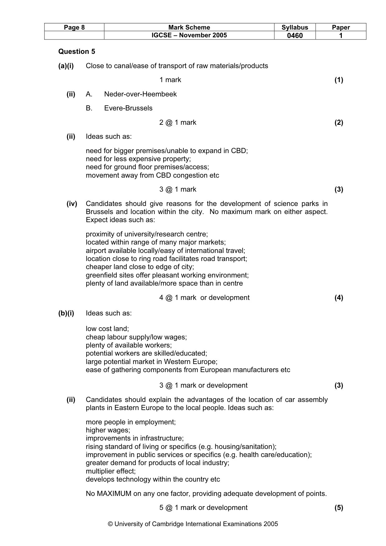 Mark scheme, page 9 of 11