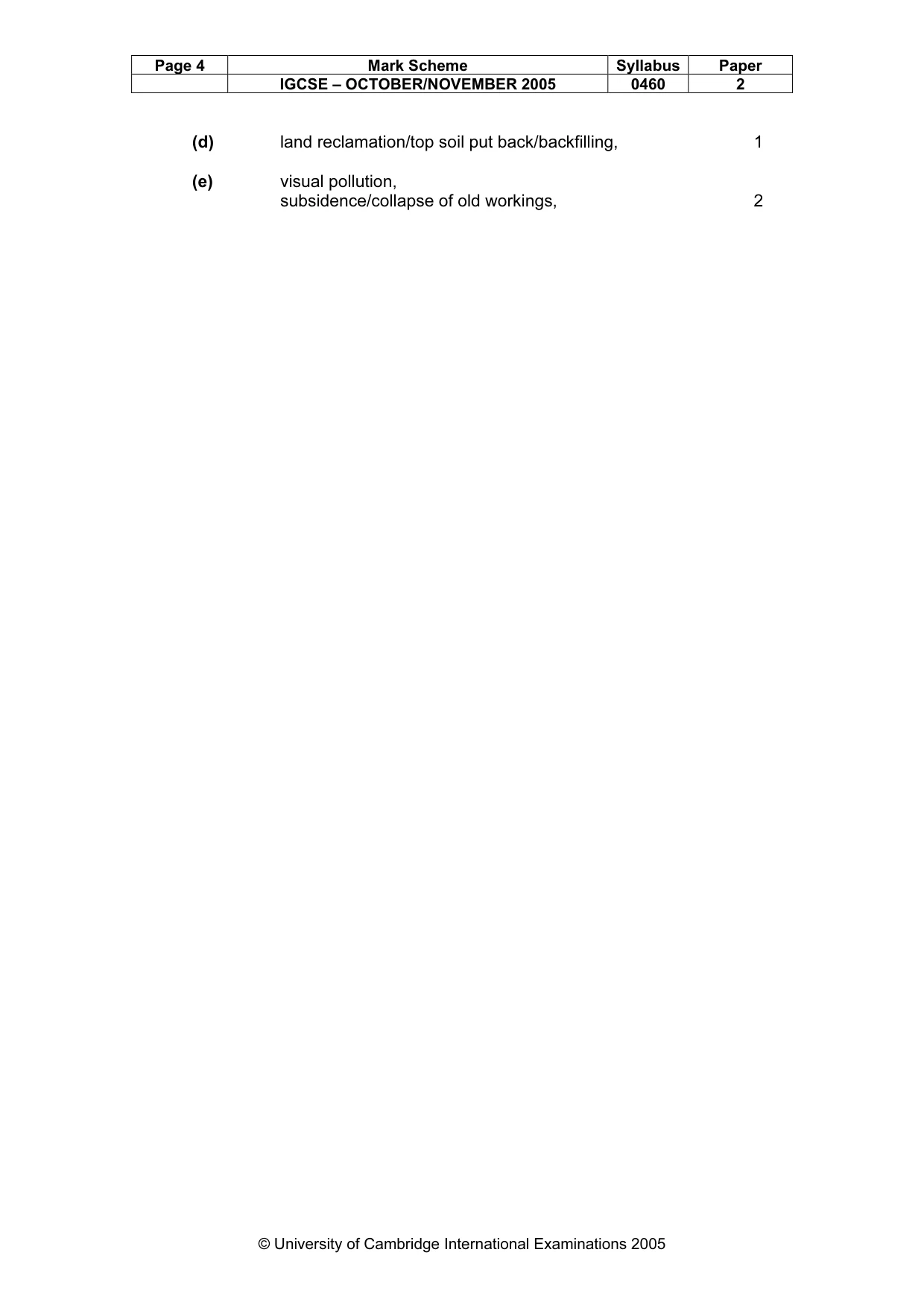 Mark scheme, page 5 of 5