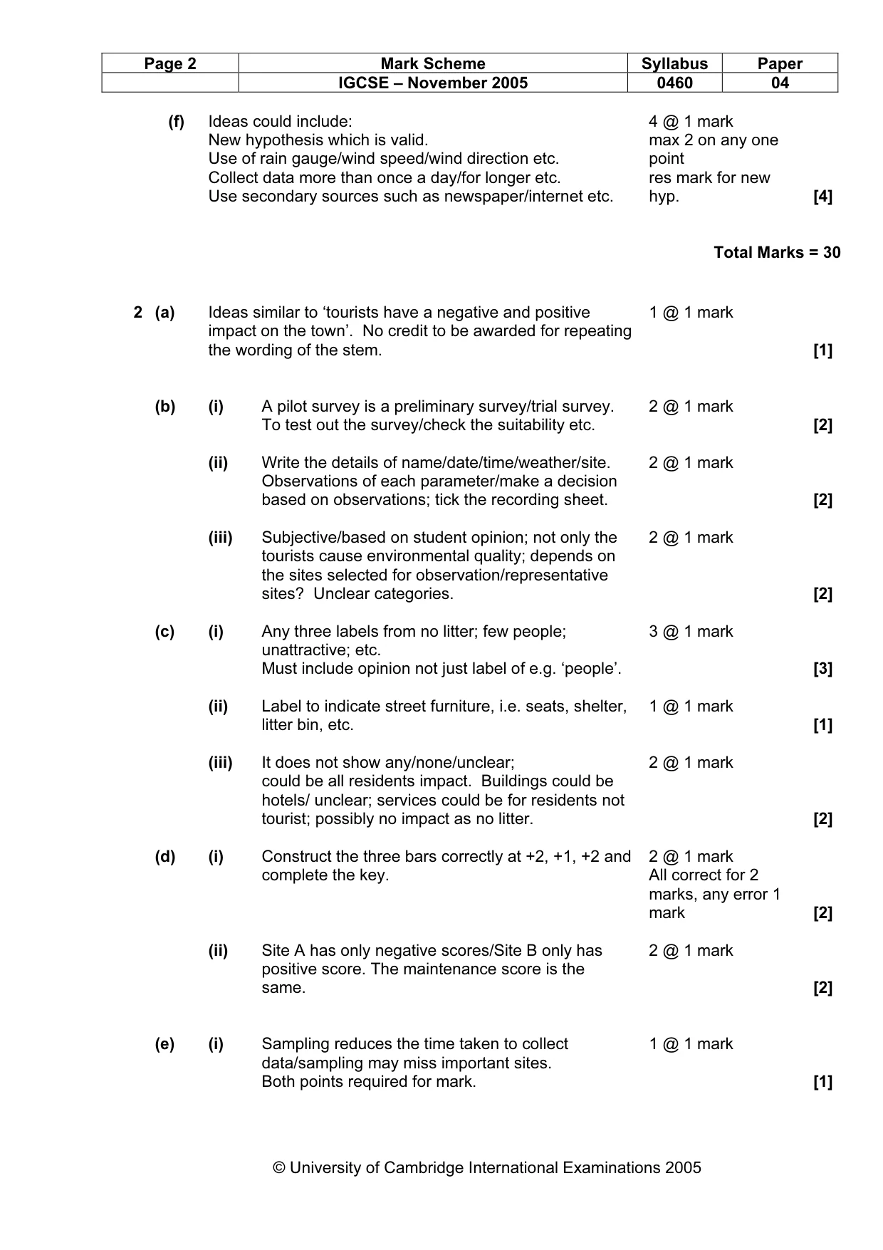 Mark scheme, page 3 of 4