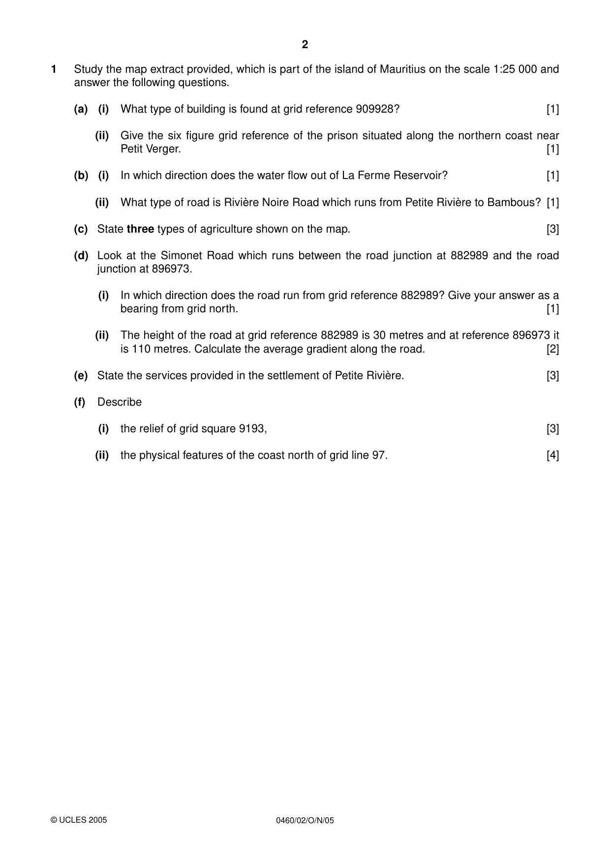 Cambridge IGCSE Geography 0460 2005 Oct/Nov Paper 2 · Variant 1 question paper, page 2 of 8