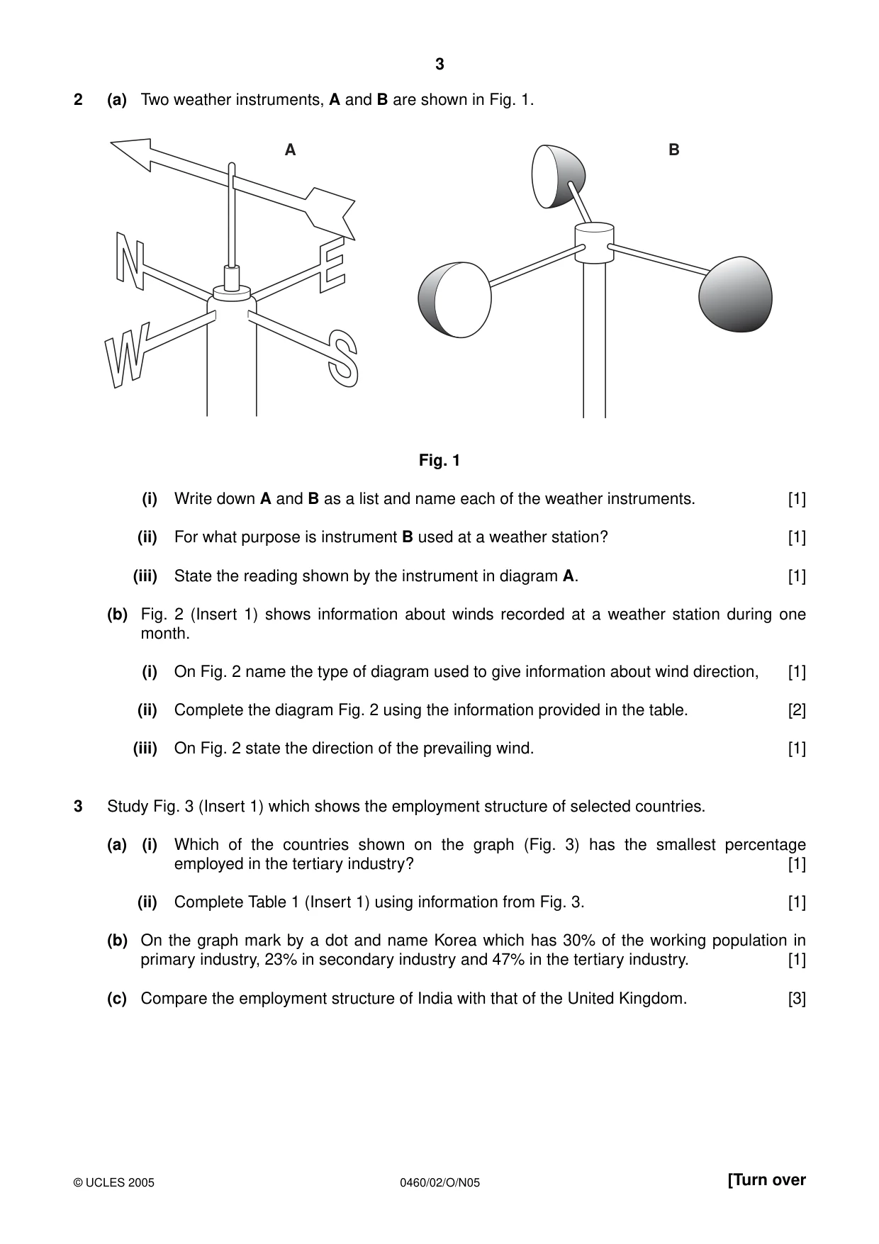 Cambridge IGCSE Geography 0460 2005 Oct/Nov Paper 2 · Variant 1 question paper, page 3 of 8