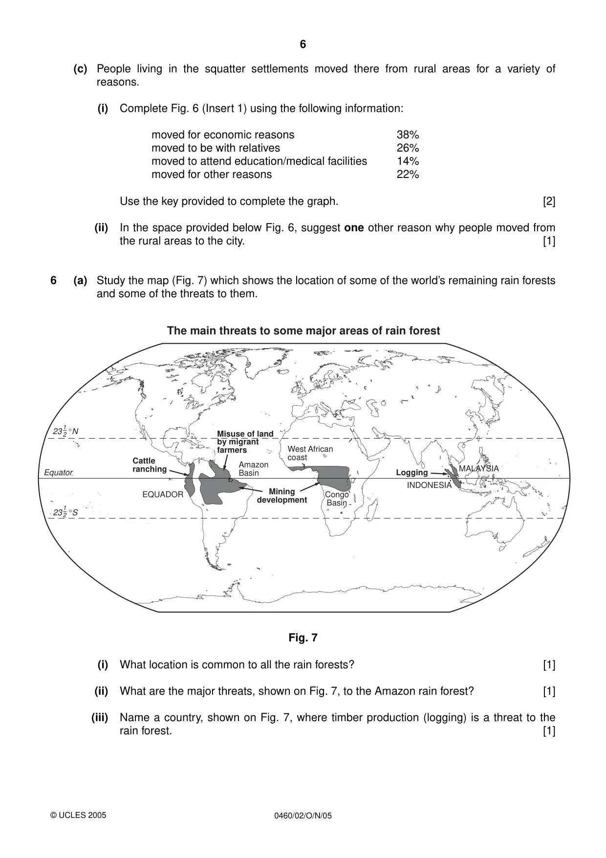 Cambridge IGCSE Geography 0460 2005 Oct/Nov Paper 2 · Variant 1 question paper, page 6 of 8