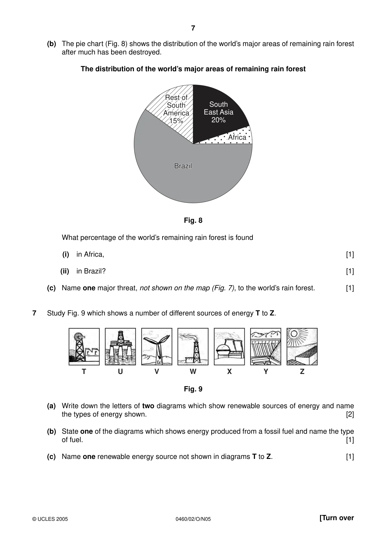Cambridge IGCSE Geography 0460 2005 Oct/Nov Paper 2 · Variant 1 question paper, page 7 of 8