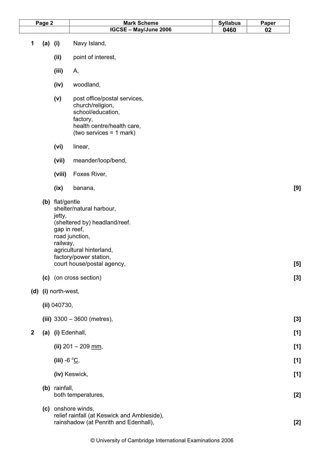Mark scheme, page 2 of 4