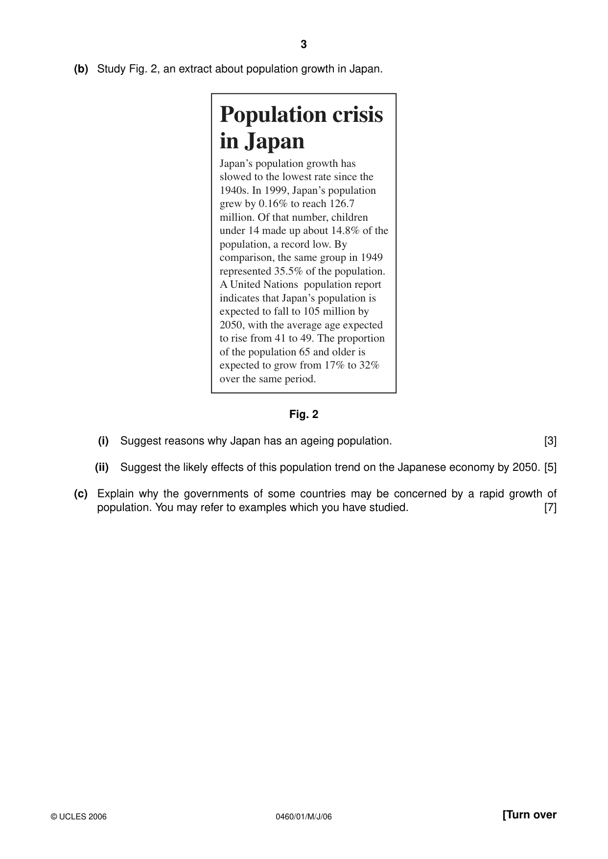 Cambridge IGCSE Geography 0460 2006 May/June Paper 1 · Variant 1 question paper, page 3 of 16