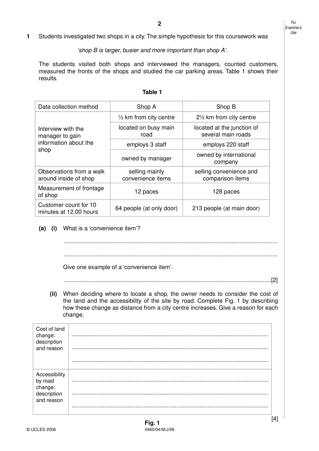 Cambridge IGCSE Geography 0460 2006 May/June Paper 4 · Variant 1 question paper, page 2 of 12