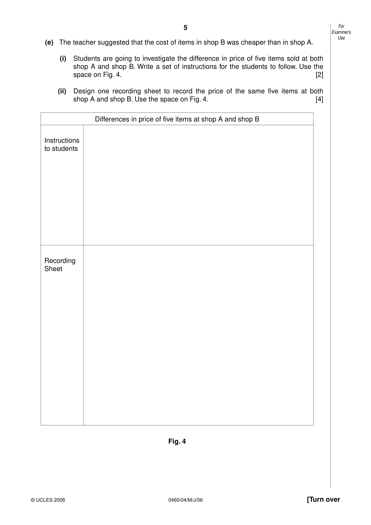 Cambridge IGCSE Geography 0460 2006 May/June Paper 4 · Variant 1 question paper, page 5 of 12