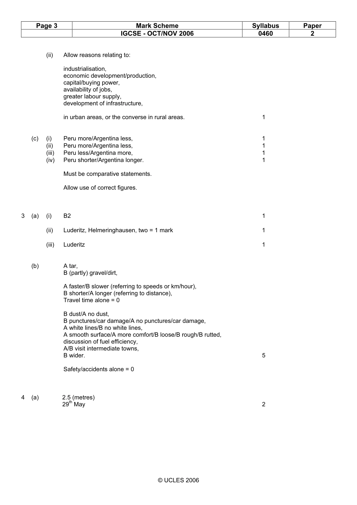 Mark scheme, page 3 of 6