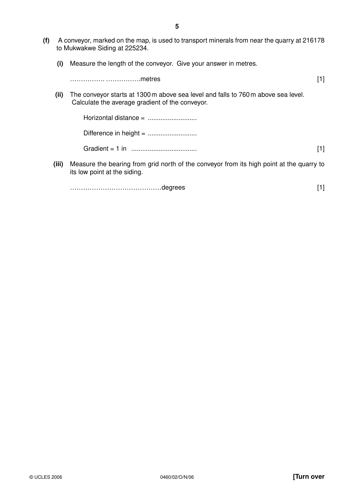 Cambridge IGCSE Geography 0460 2006 Oct/Nov Paper 2 · Variant 1 question paper, page 5 of 16
