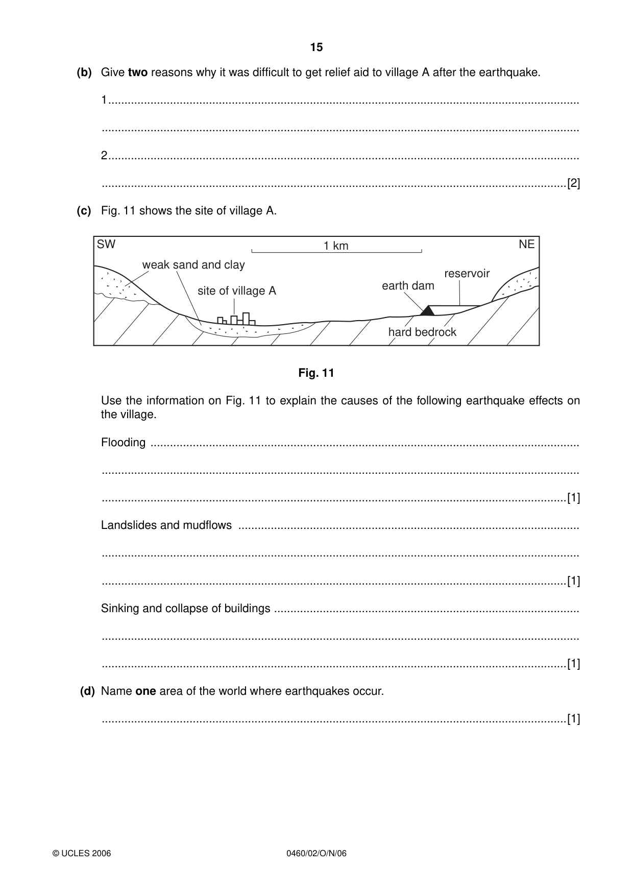 Cambridge IGCSE Geography 0460 2006 Oct/Nov Paper 2 · Variant 1 question paper, page 15 of 16