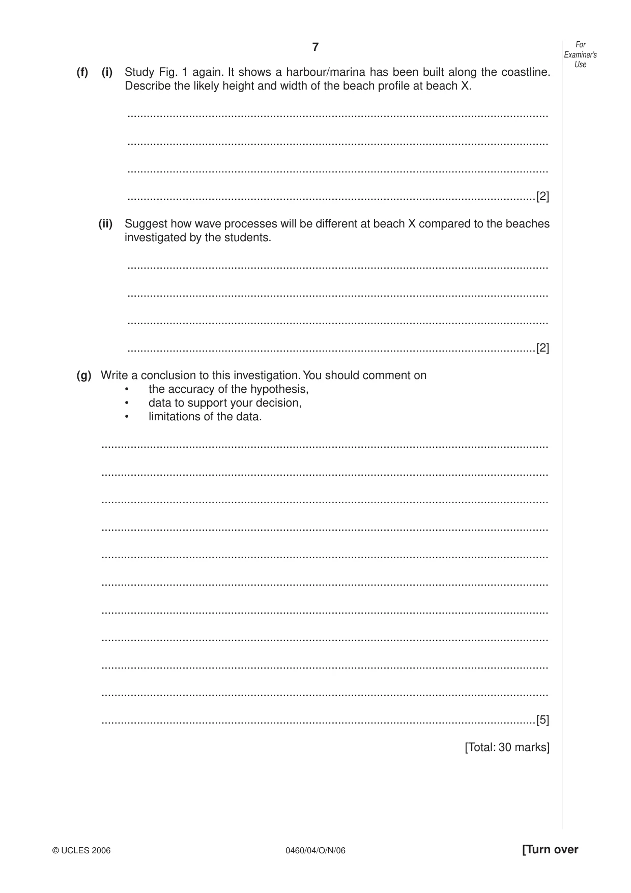 Cambridge IGCSE Geography 0460 2006 Oct/Nov Paper 4 · Variant 1 question paper, page 7 of 12
