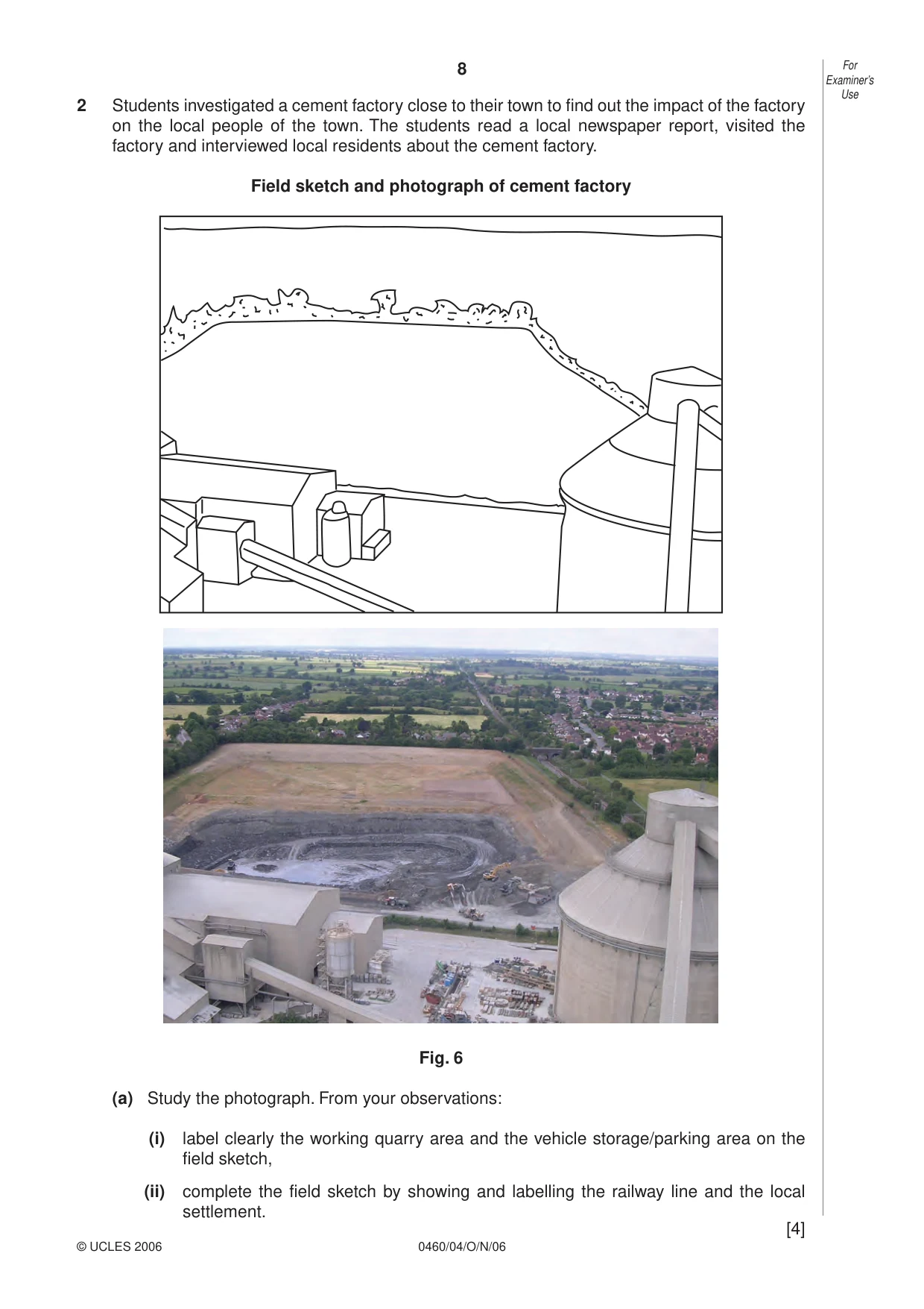 Cambridge IGCSE Geography 0460 2006 Oct/Nov Paper 4 · Variant 1 question paper, page 8 of 12