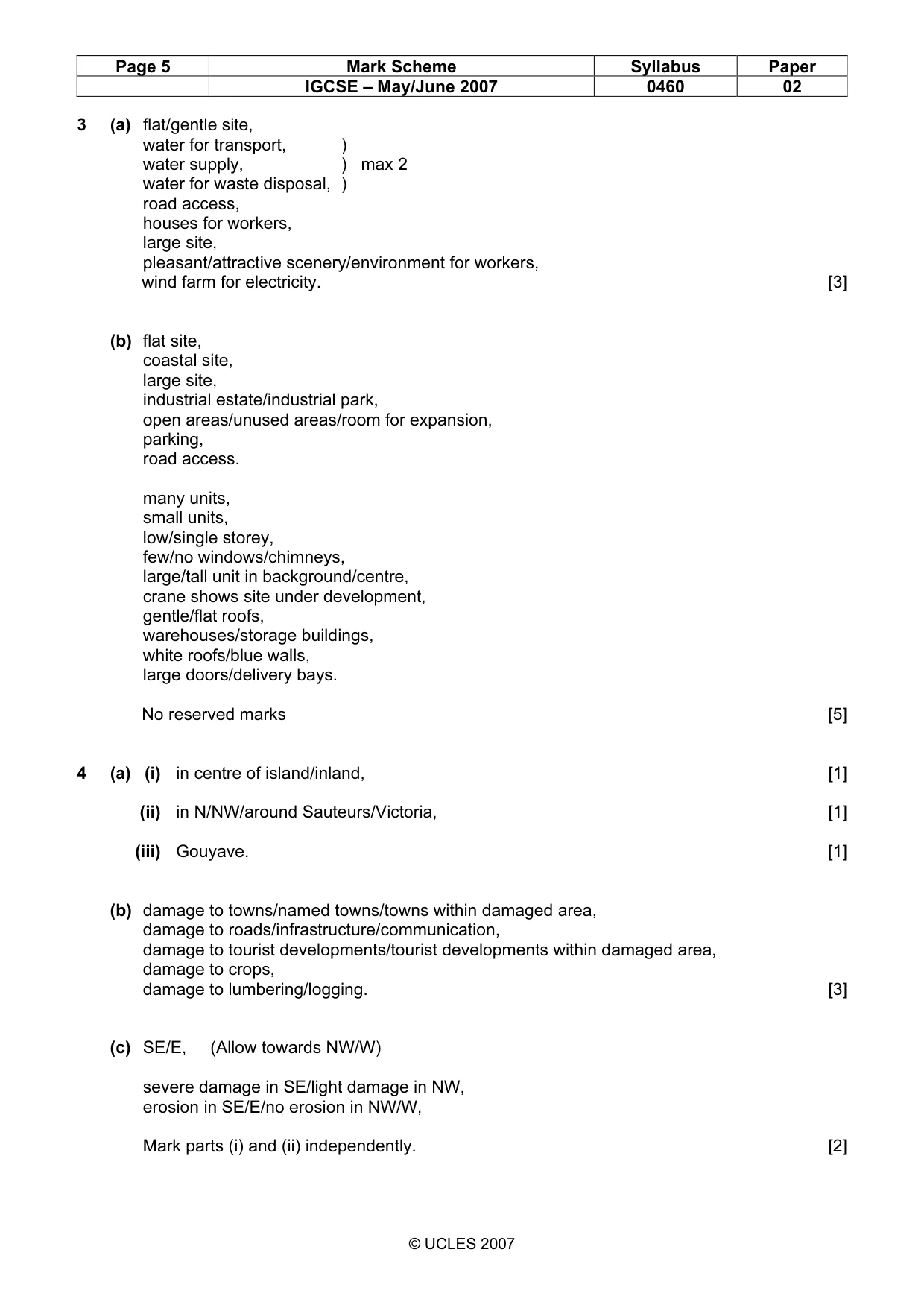 Mark scheme, page 5 of 7