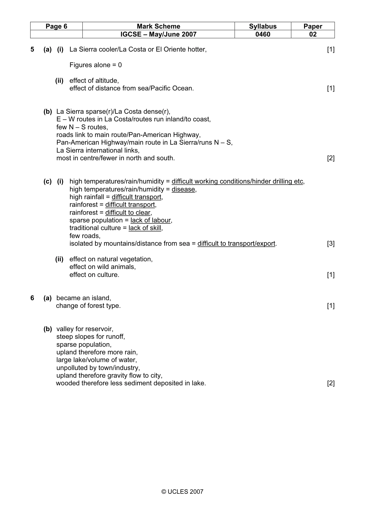 Mark scheme, page 6 of 7