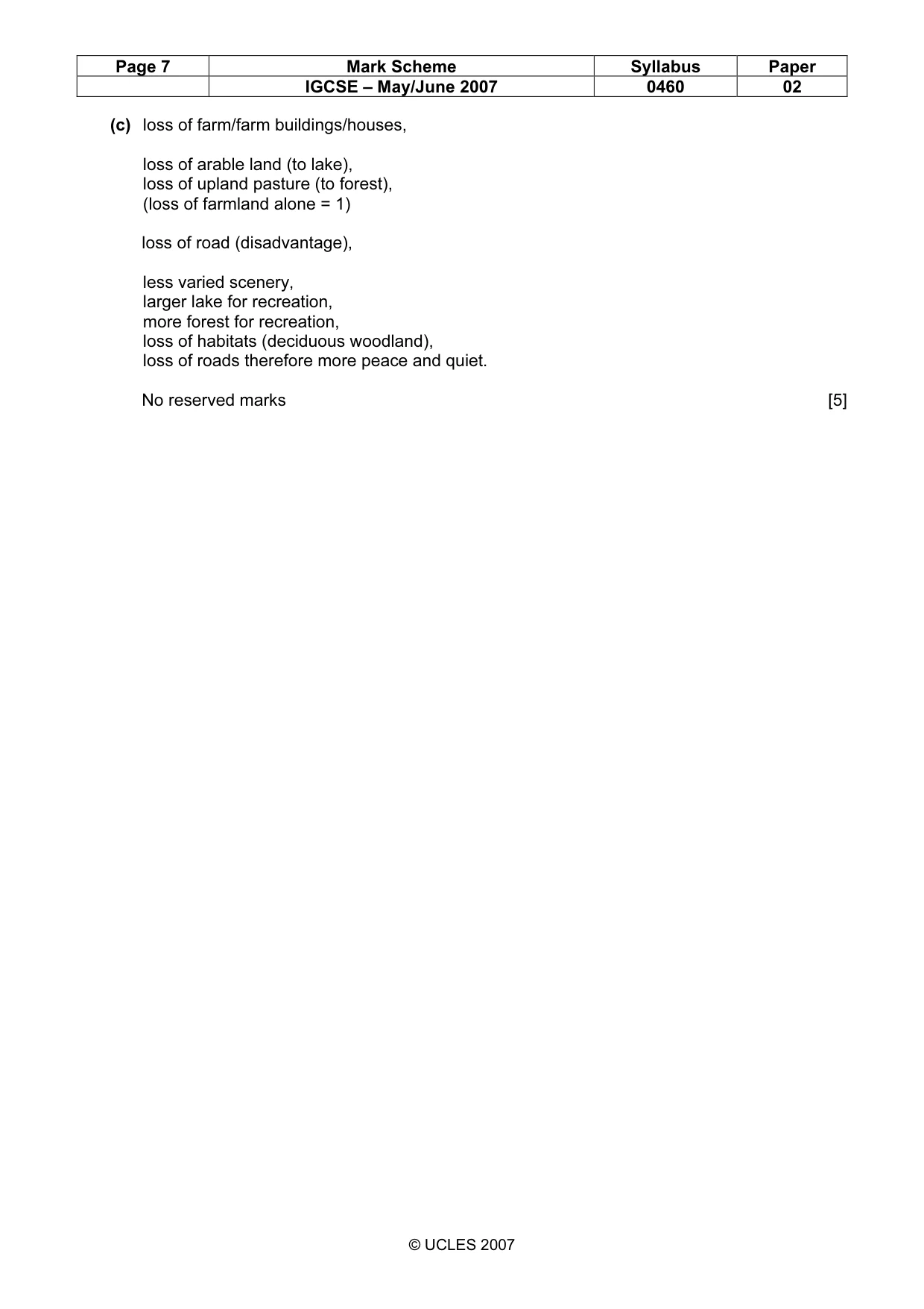 Mark scheme, page 7 of 7