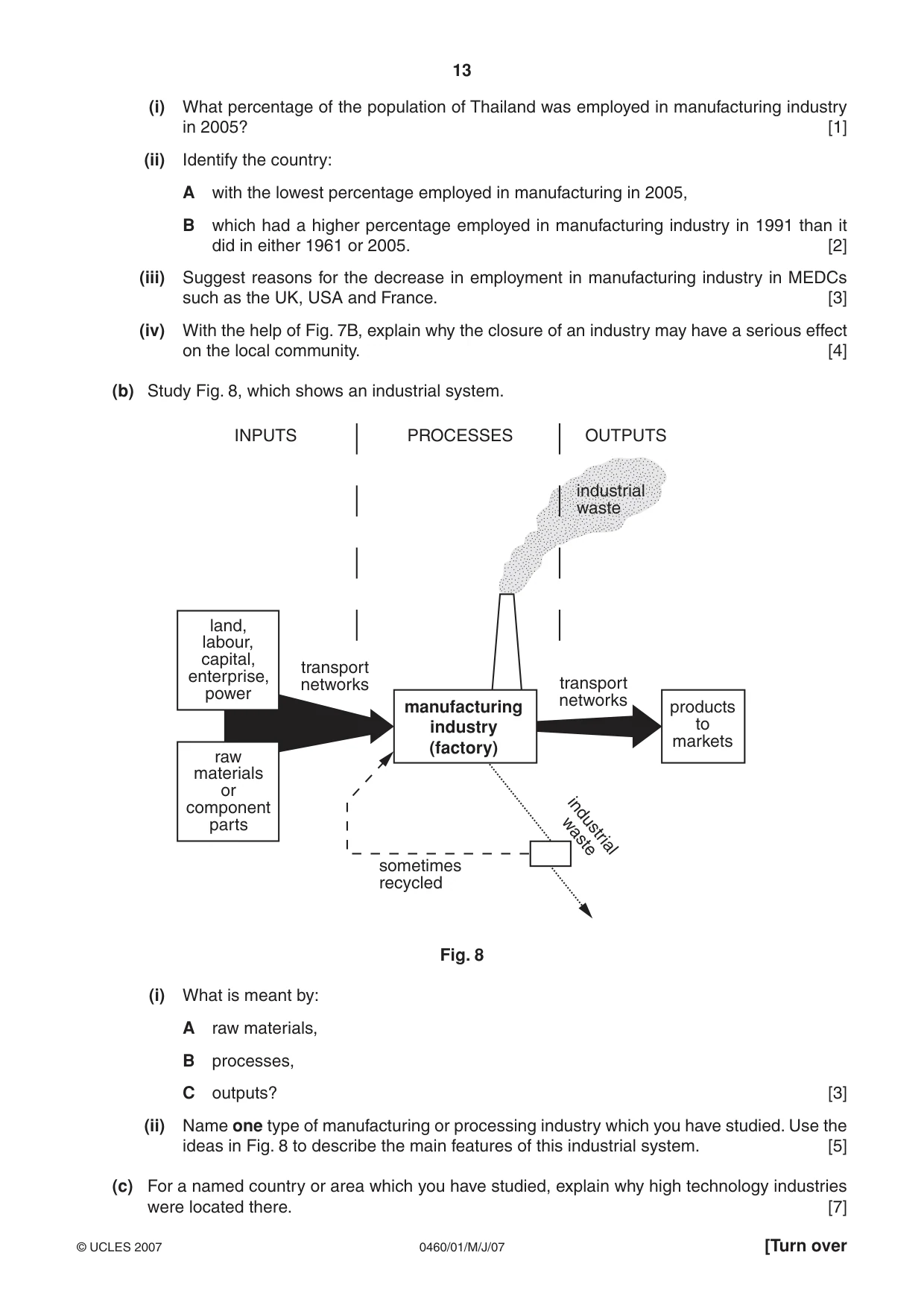 Cambridge IGCSE Geography 0460 2007 May/June Paper 1 · Variant 1 question paper, page 13 of 16