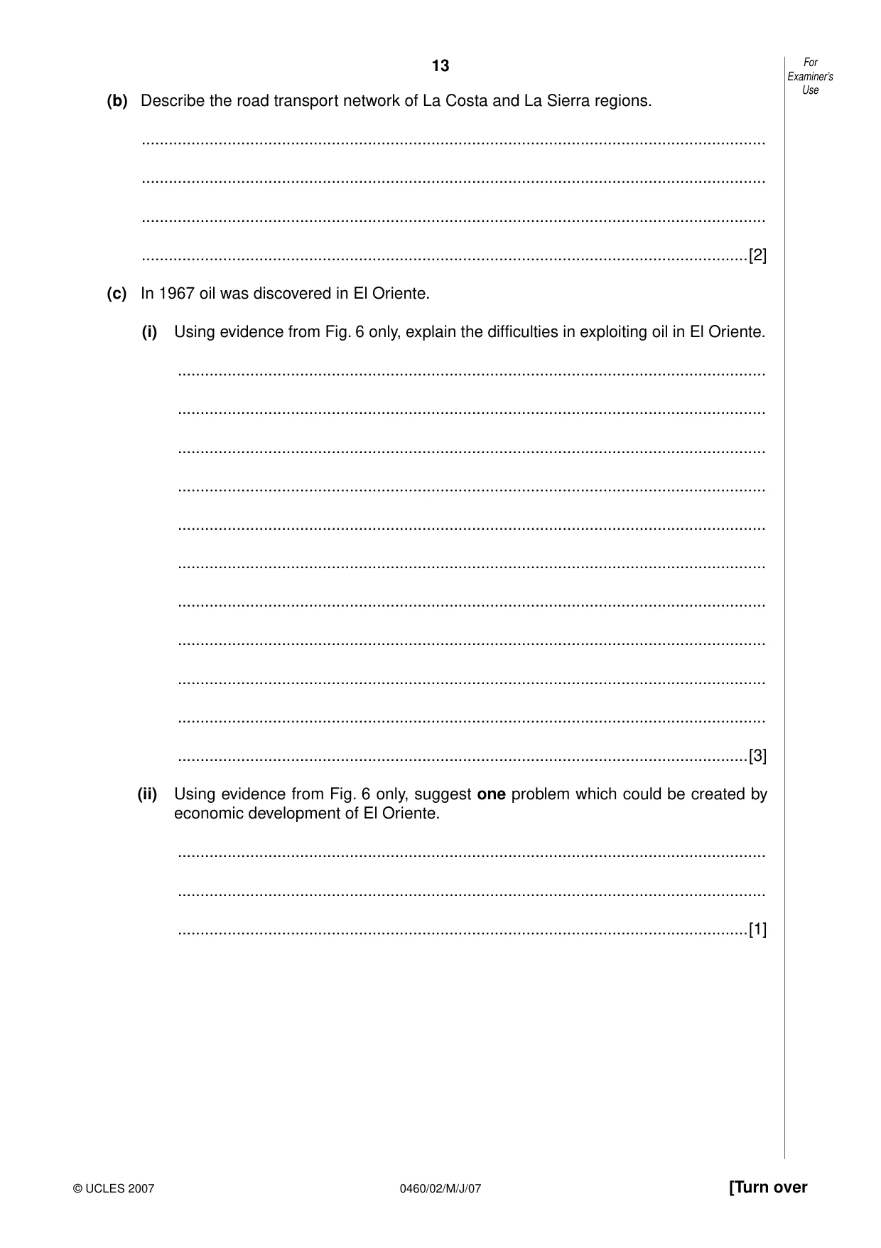 Cambridge IGCSE Geography 0460 2007 May/June Paper 2 · Variant 1 question paper, page 13 of 16