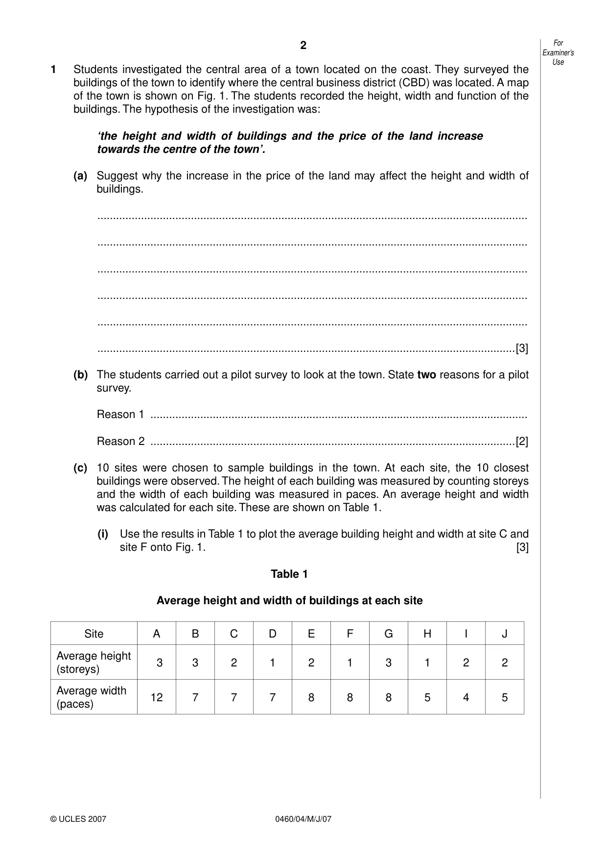Cambridge IGCSE Geography 0460 2007 May/June Paper 4 · Variant 1 question paper, page 2 of 16