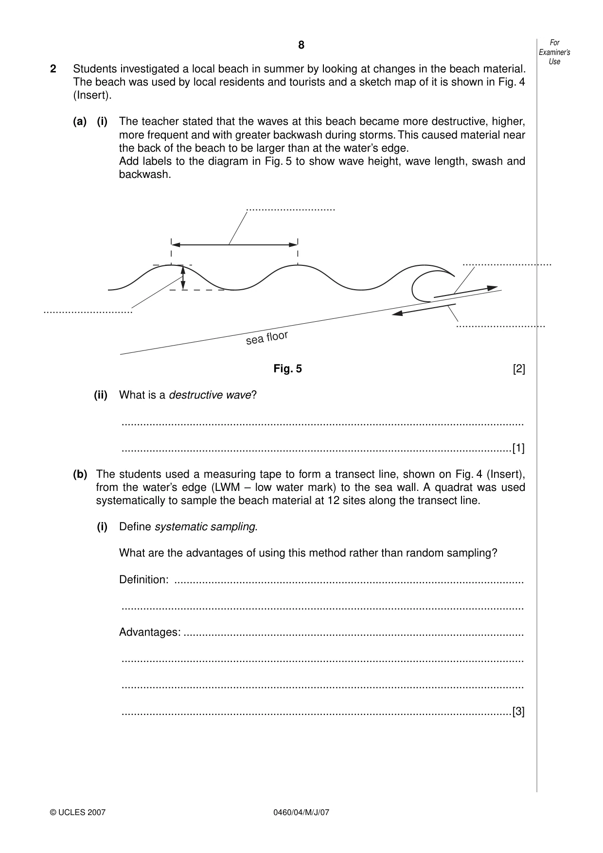 Cambridge IGCSE Geography 0460 2007 May/June Paper 4 · Variant 1 question paper, page 8 of 16