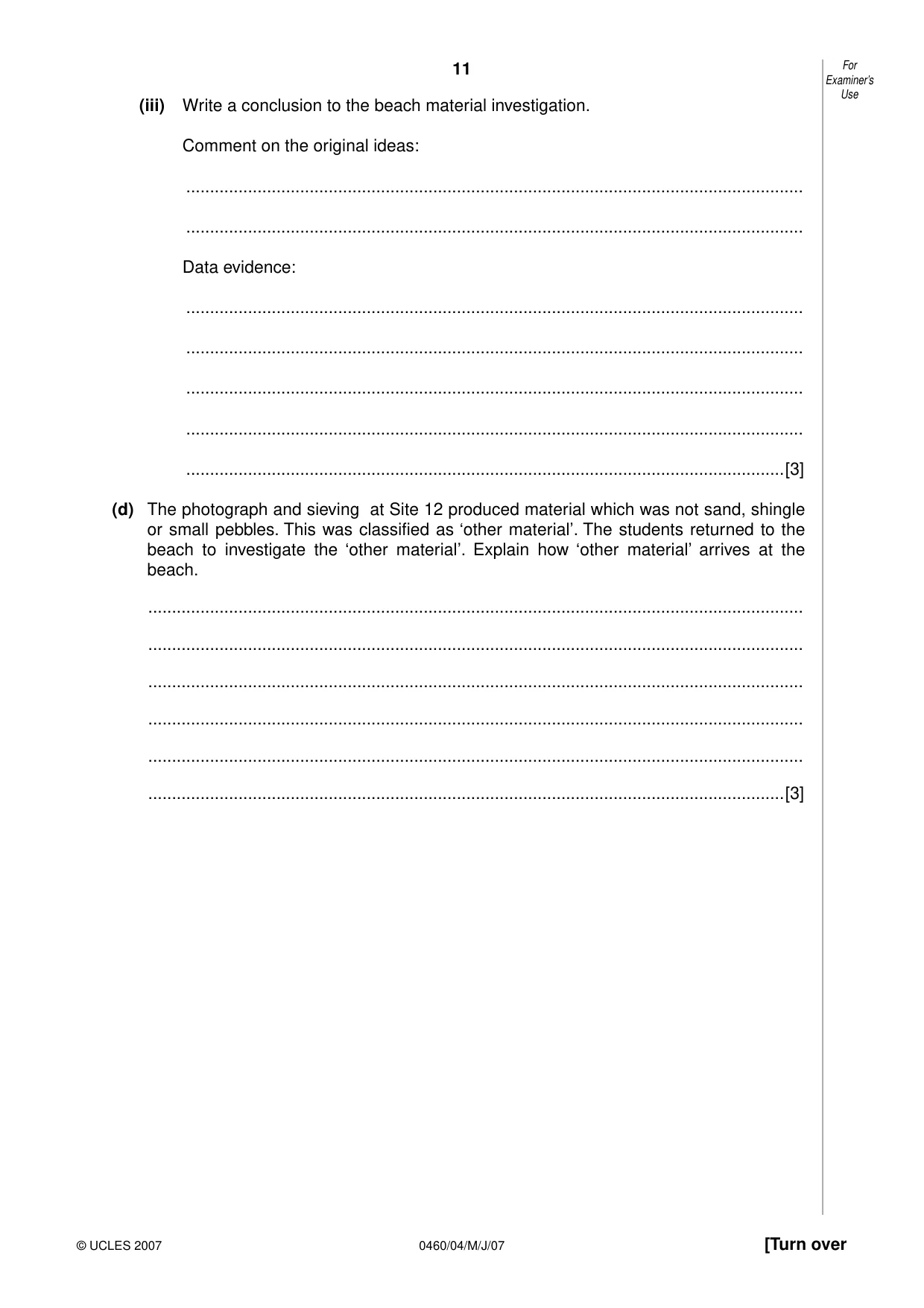 Cambridge IGCSE Geography 0460 2007 May/June Paper 4 · Variant 1 question paper, page 11 of 16