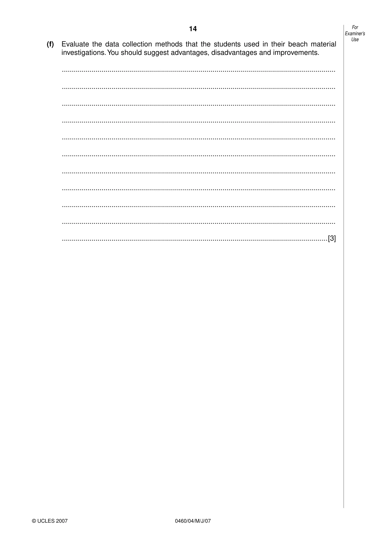 Cambridge IGCSE Geography 0460 2007 May/June Paper 4 · Variant 1 question paper, page 14 of 16