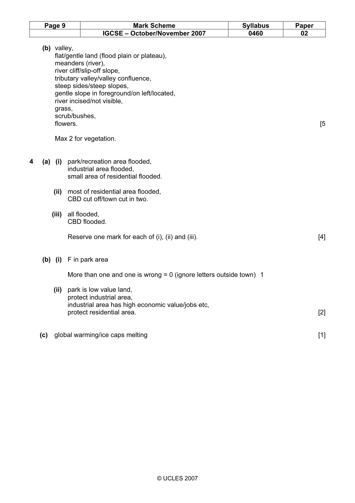 Mark scheme, page 9 of 11