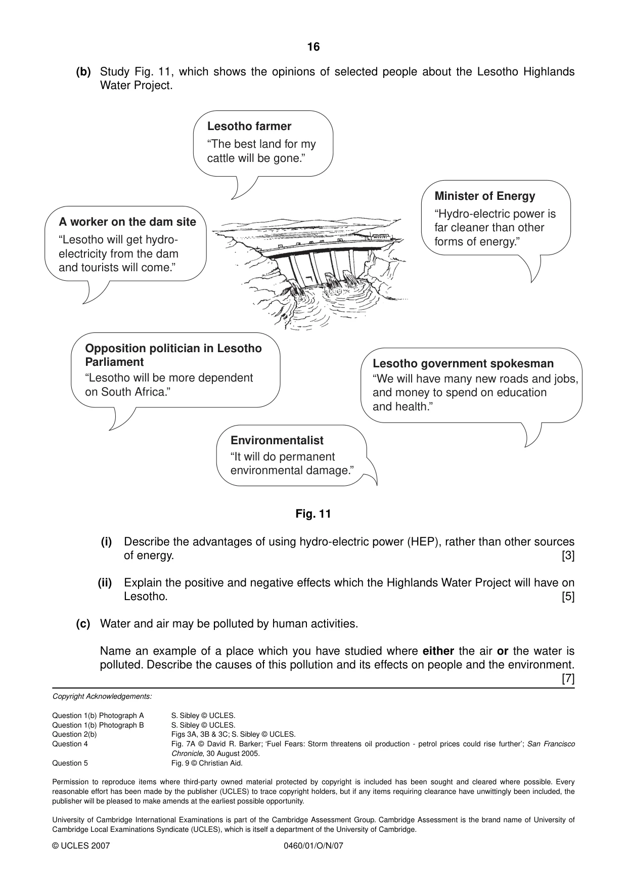 Cambridge IGCSE Geography 0460 2007 Oct/Nov Paper 1 · Variant 1 question paper, page 16 of 16