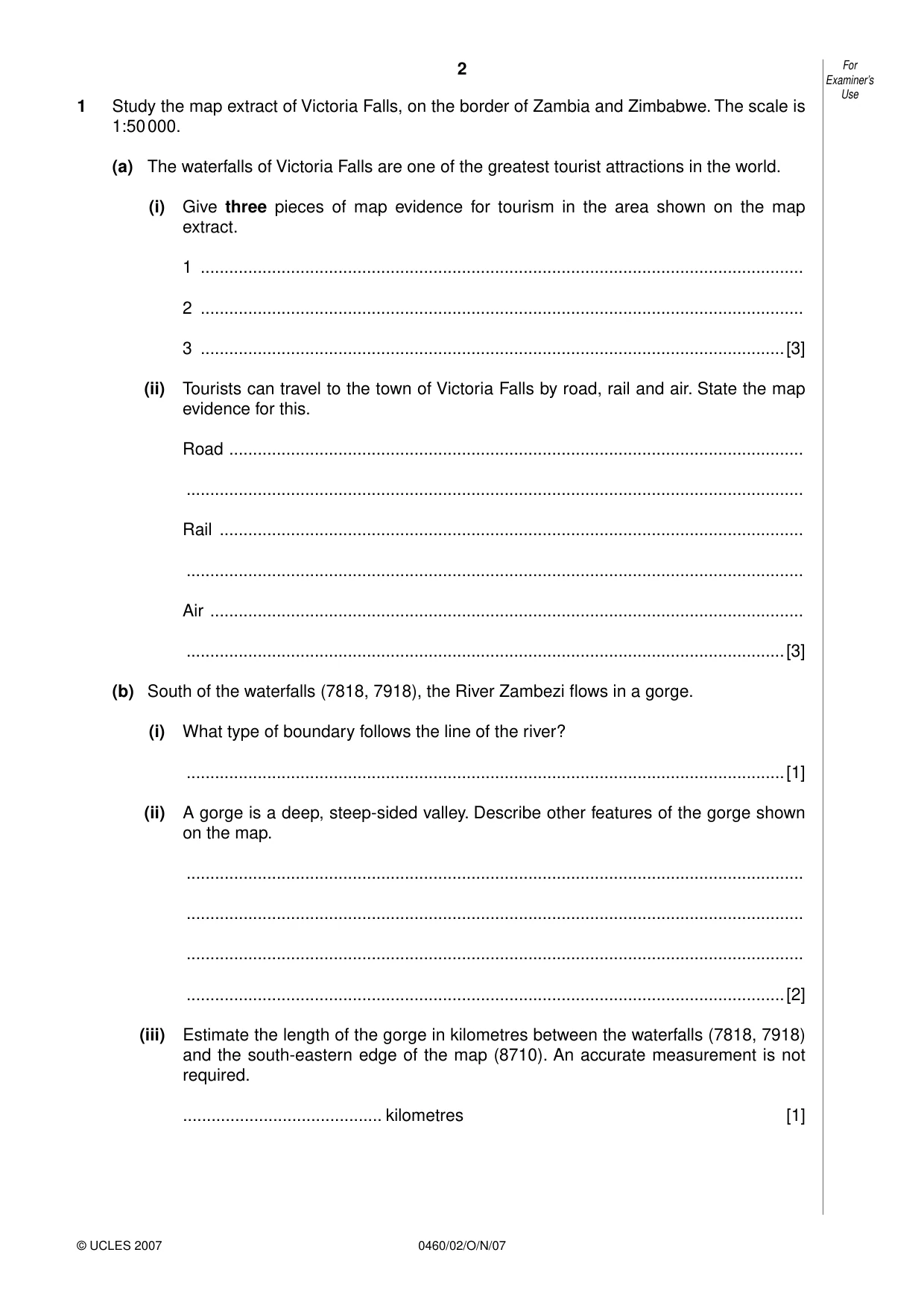 Cambridge IGCSE Geography 0460 2007 Oct/Nov Paper 2 · Variant 1 question paper, page 2 of 16