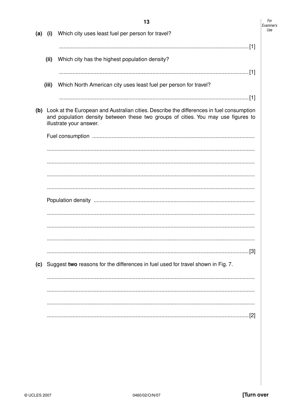 Cambridge IGCSE Geography 0460 2007 Oct/Nov Paper 2 · Variant 1 question paper, page 13 of 16