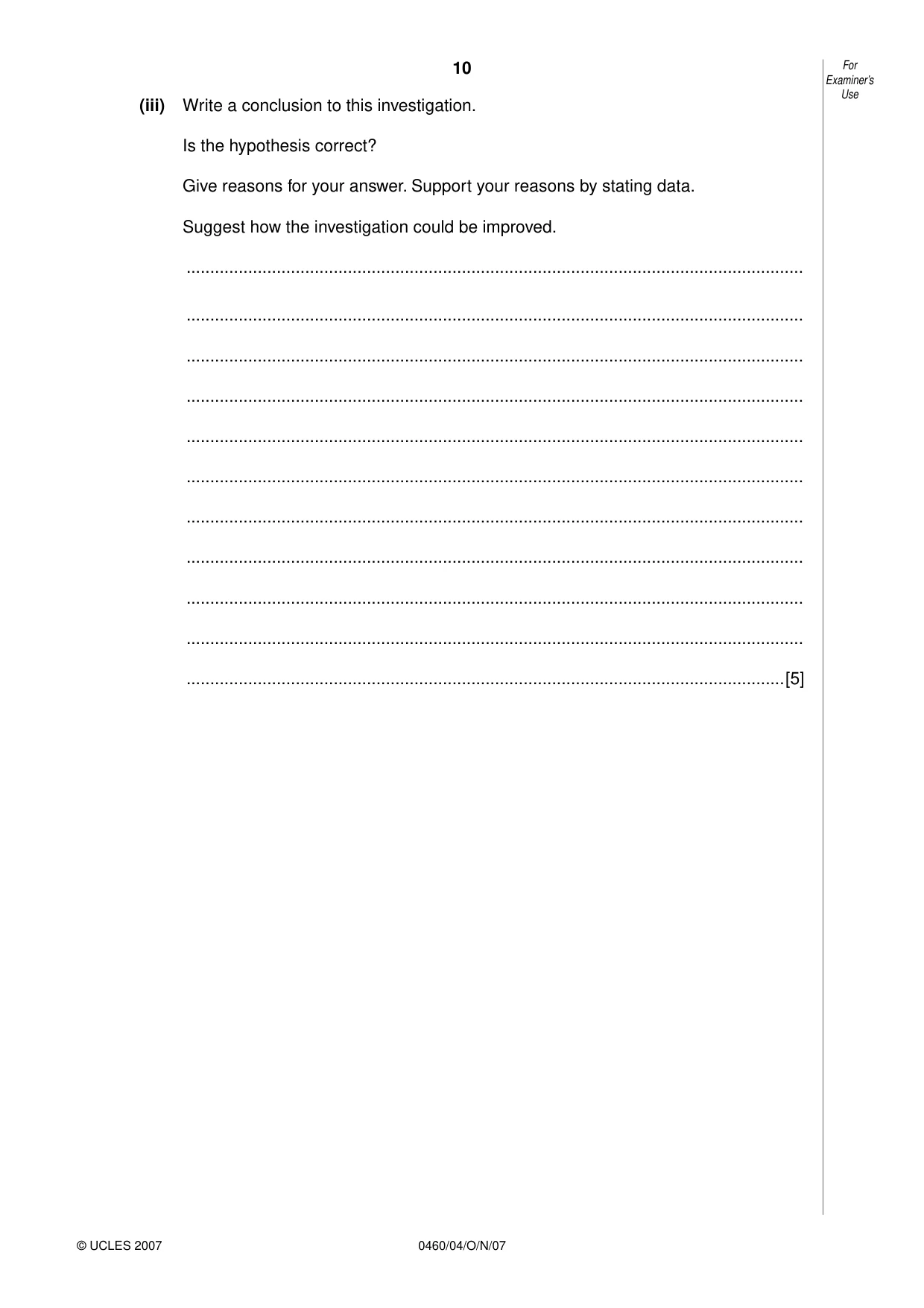 Cambridge IGCSE Geography 0460 2007 Oct/Nov Paper 4 · Variant 1 question paper, page 10 of 12