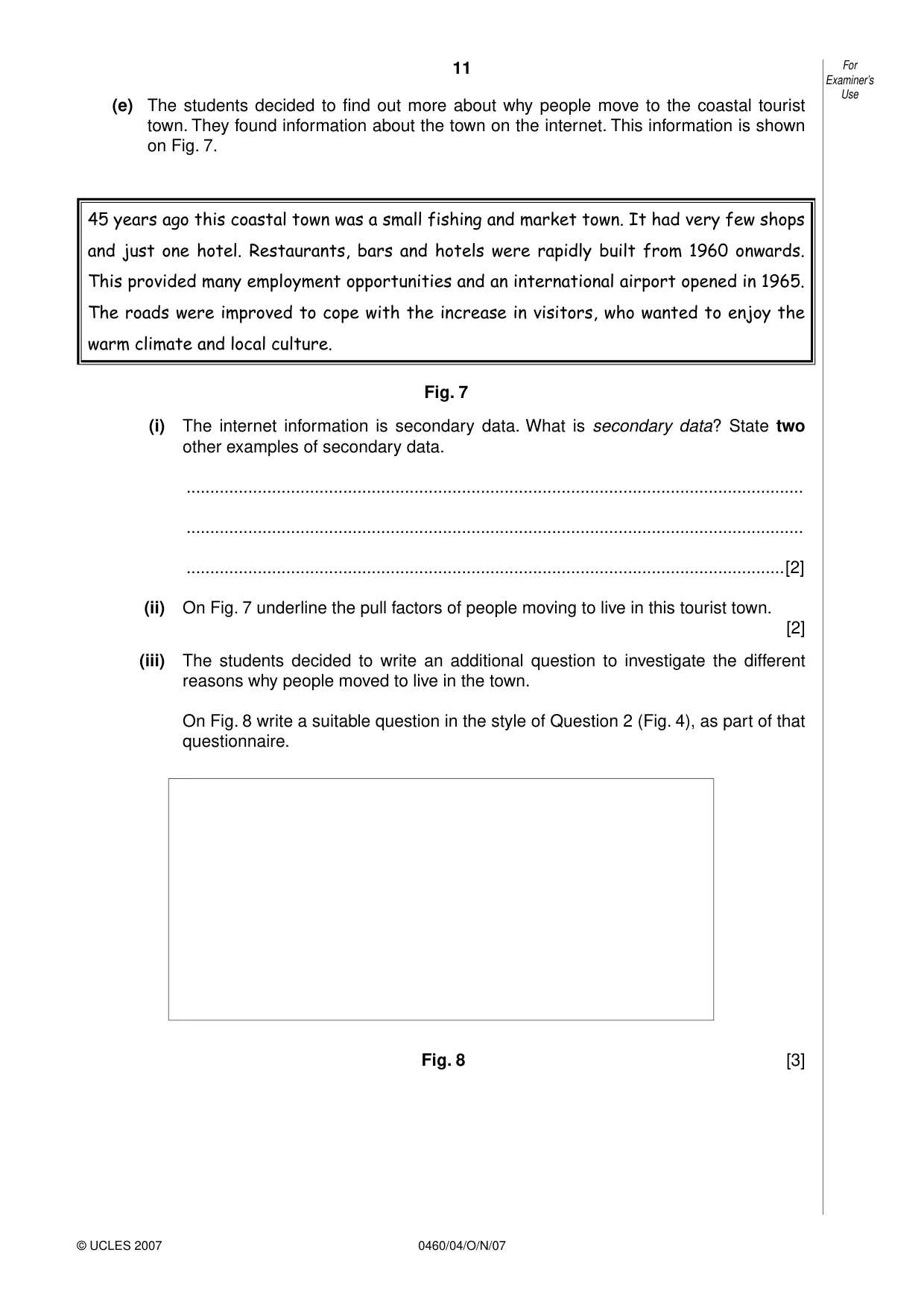 Cambridge IGCSE Geography 0460 2007 Oct/Nov Paper 4 · Variant 1 question paper, page 11 of 12