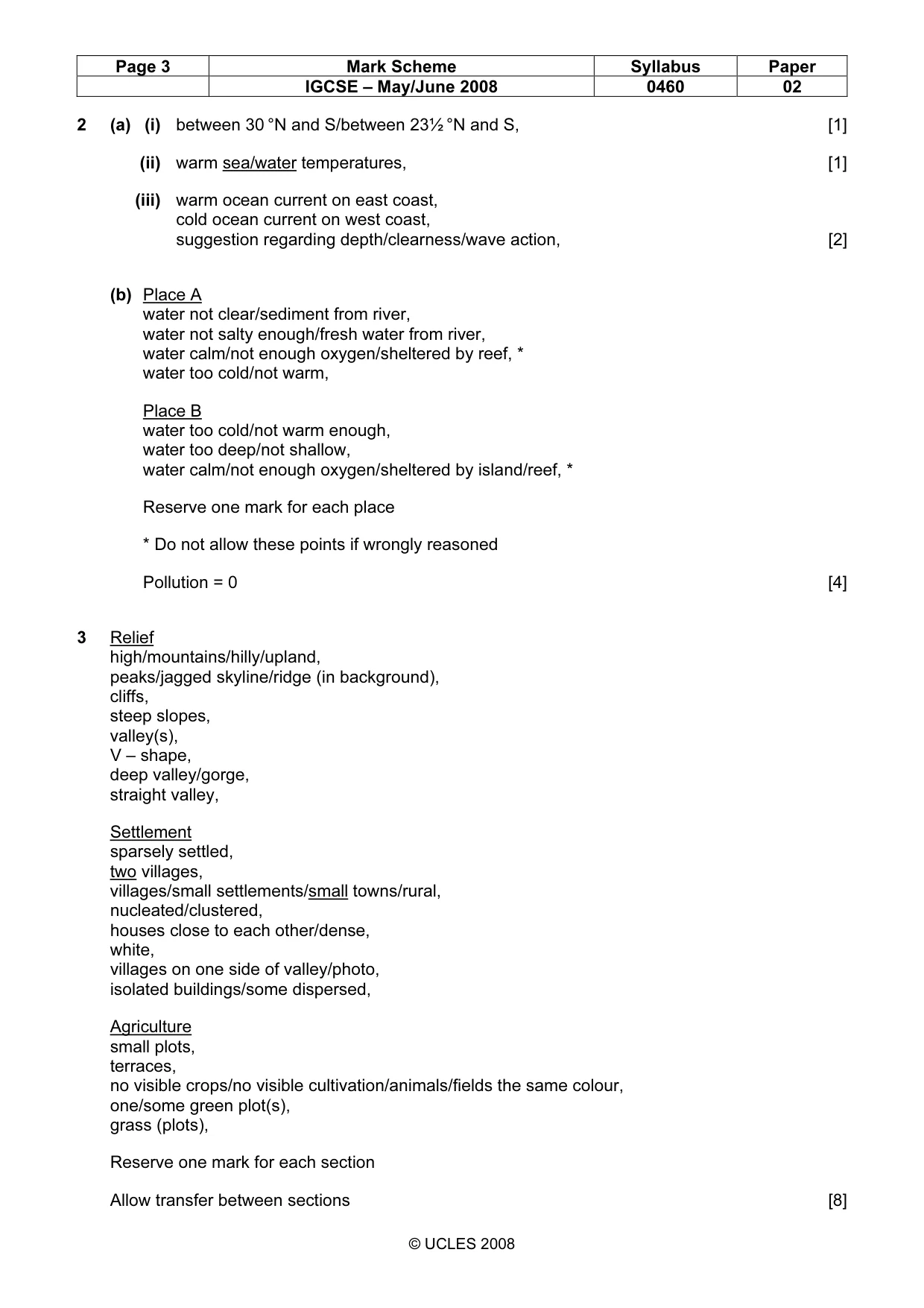 Mark scheme, page 3 of 5