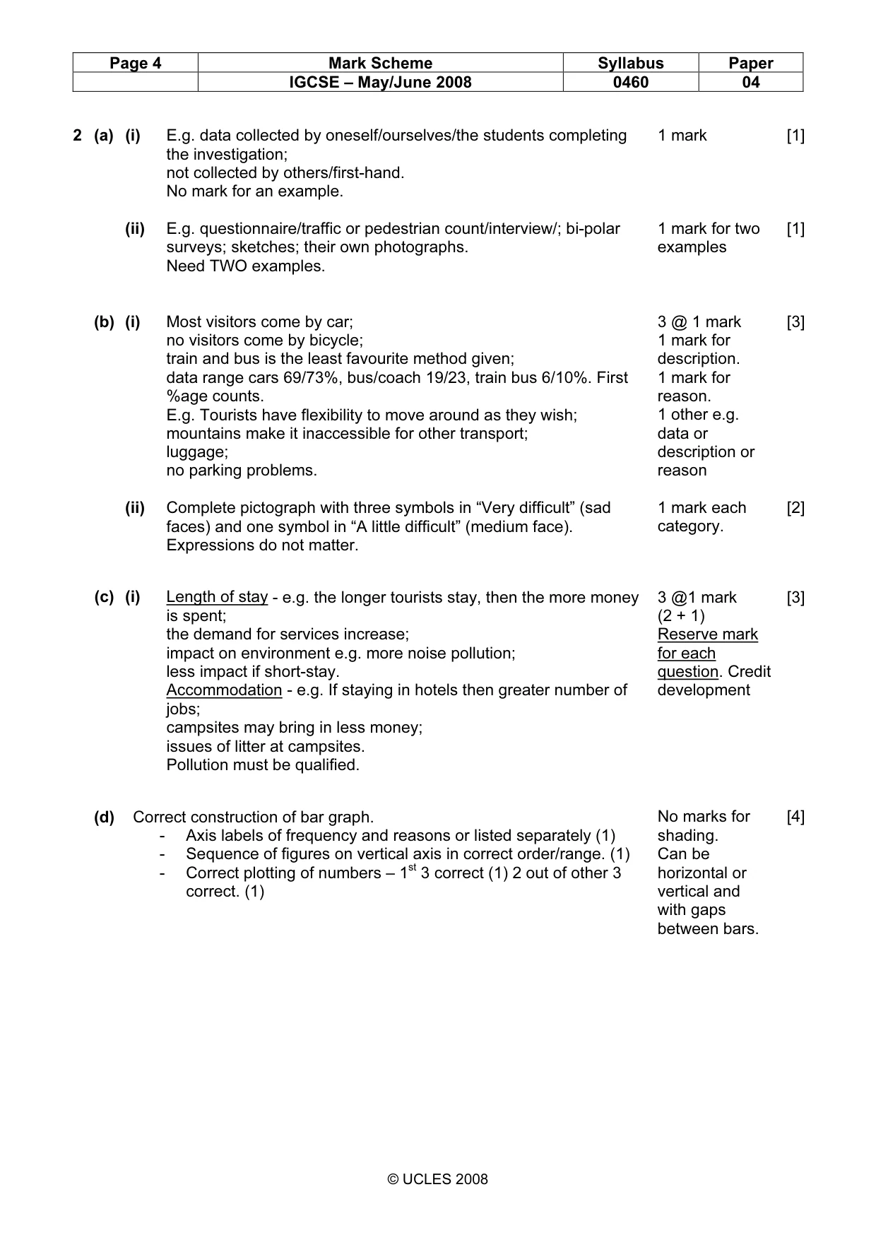 Mark scheme, page 4 of 5